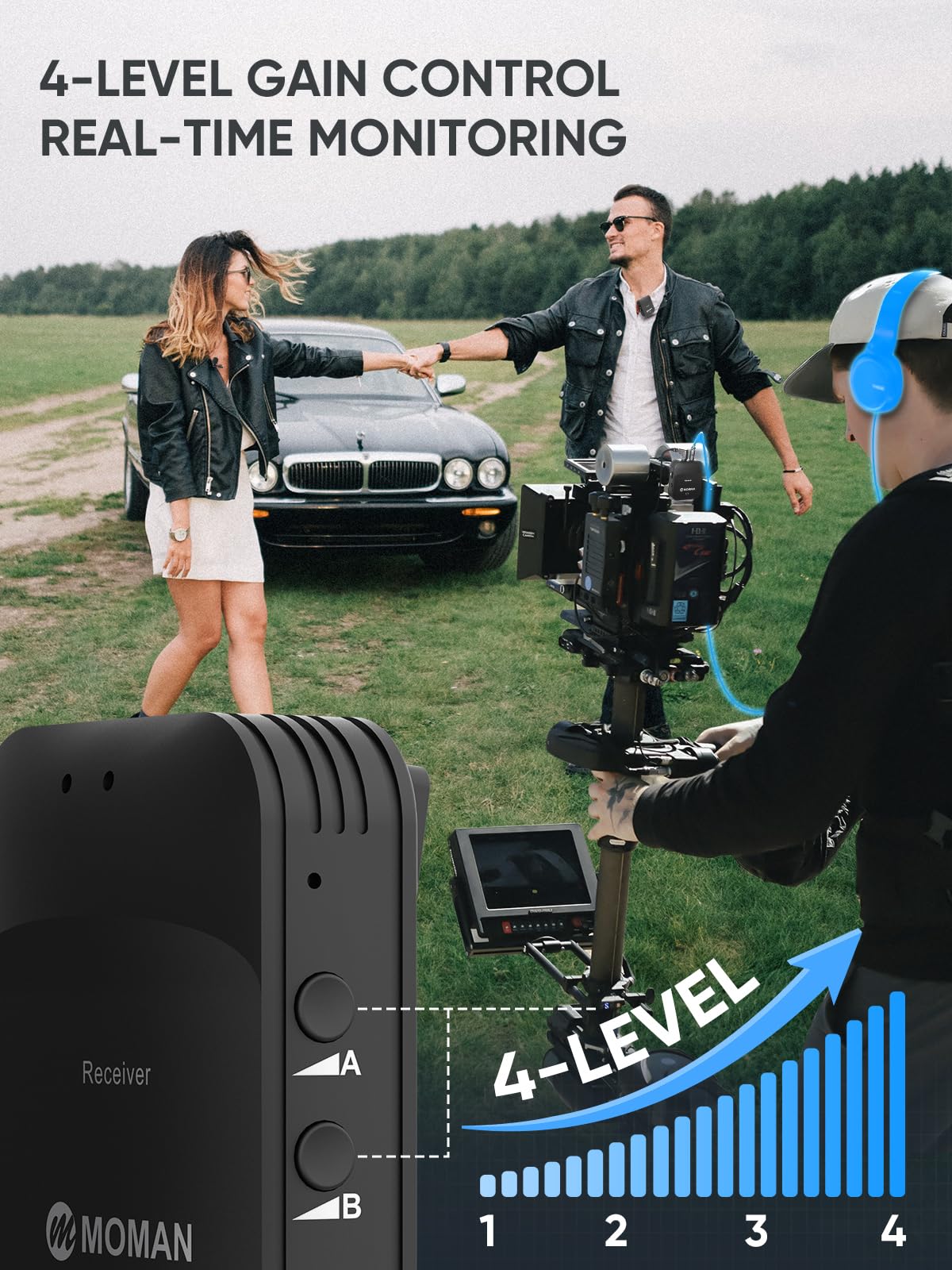 Moman C1X Wireless Lavalier Microphone, 2.4GHz Dual Channel Lapel Mic System with Noise Cancellation 230FT Range for Online Class Vlog Live Stream YouTube DSLR Camera Smartphone Tablet C1X Dual - Image 3