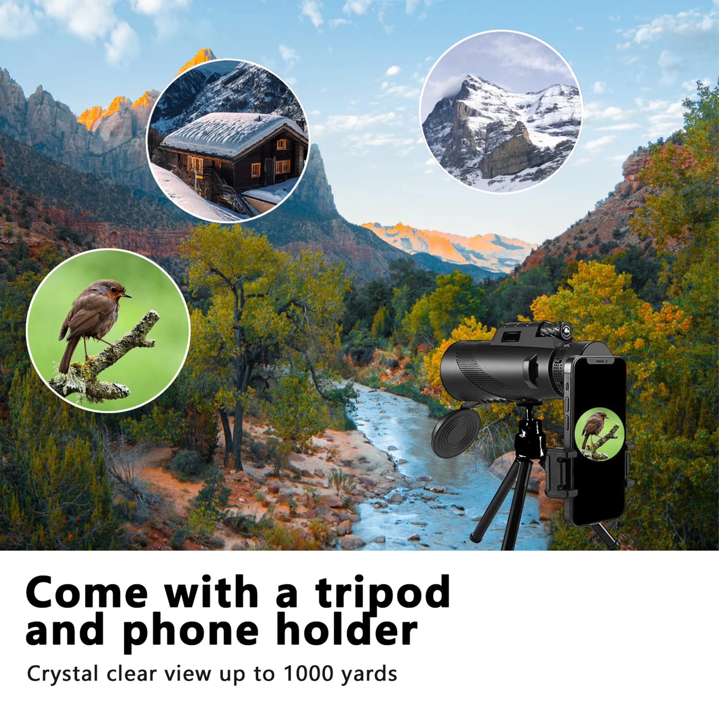 Monocular-Telescope High Powered for Smartphone Monoculars 80x100 for Adults High Definition Monocular Telescope for Stargazing Hunting Wildlife Bird Watching Travel Camping Hiking - Image 4