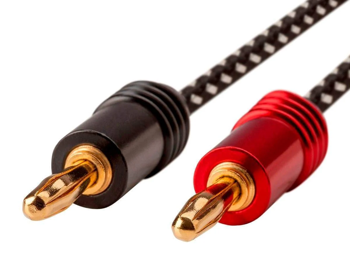 Monoprice Premium Braided Speaker Wire 14AWG - With Gold Plated Banana Plug Connectors - Affinity Series, 2 Pack, 6 Feet