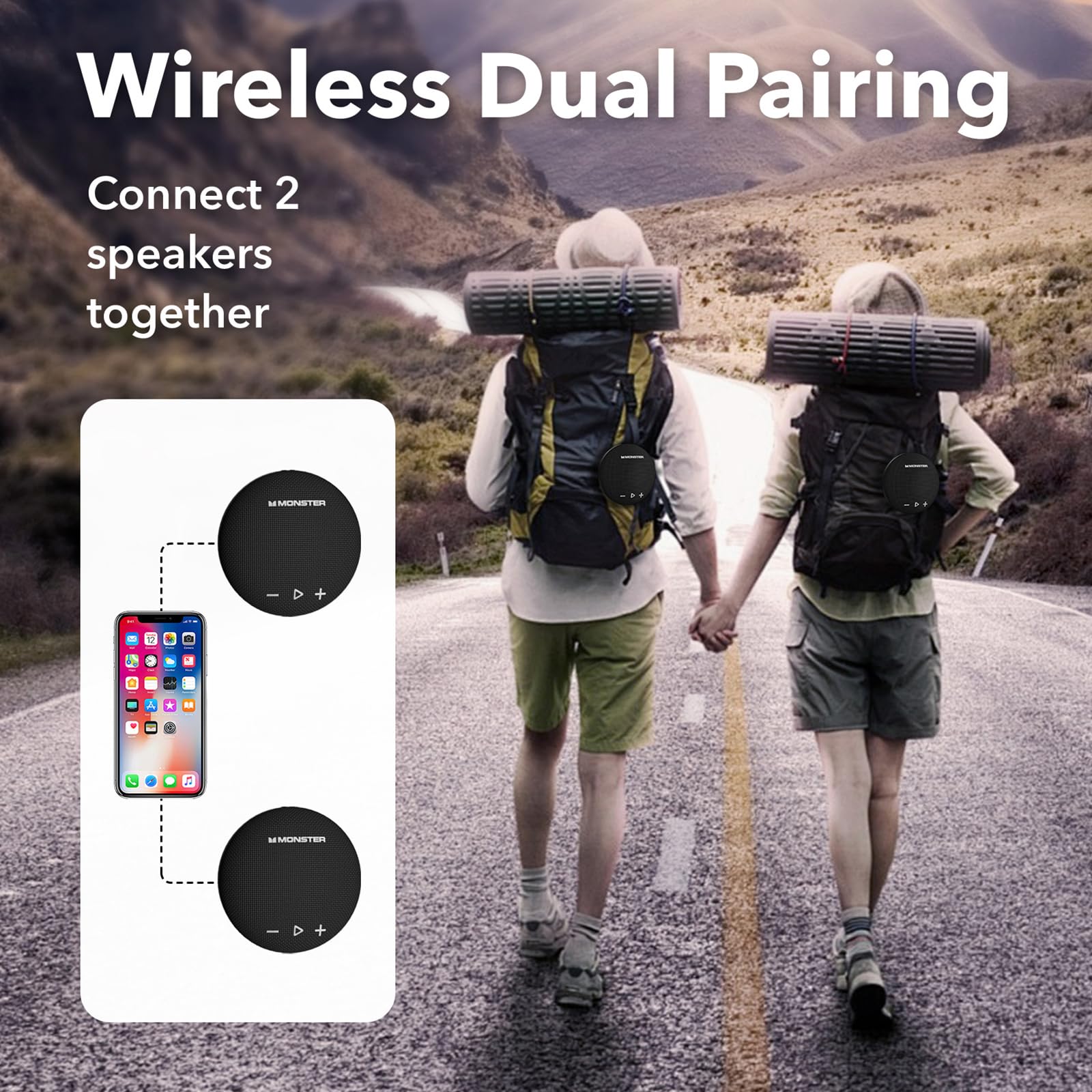 Monster Bluetooth Speaker, IPX8 Shower Speaker Waterproof, Bluetooth 5.4 with Loud HD Sound and Robust Bass, Extra Long Playtime Punchy, for Home, Beaches Portable Wireless Outdoor Speakers Ink Black - Image 5