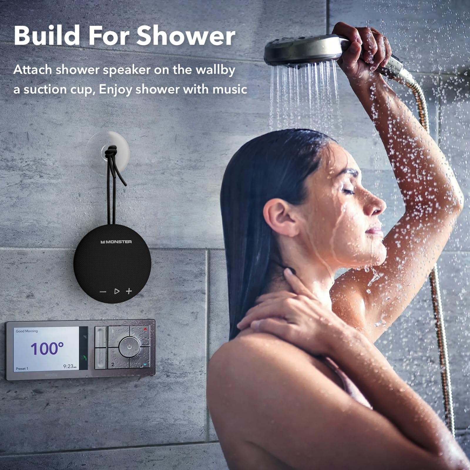 Monster Bluetooth Speaker, IPX8 Shower Speaker Waterproof, Bluetooth 5.4 with Loud HD Sound and Robust Bass, Extra Long Playtime Punchy, for Home, Beaches Portable Wireless Outdoor Speakers Ink Black - Image 7