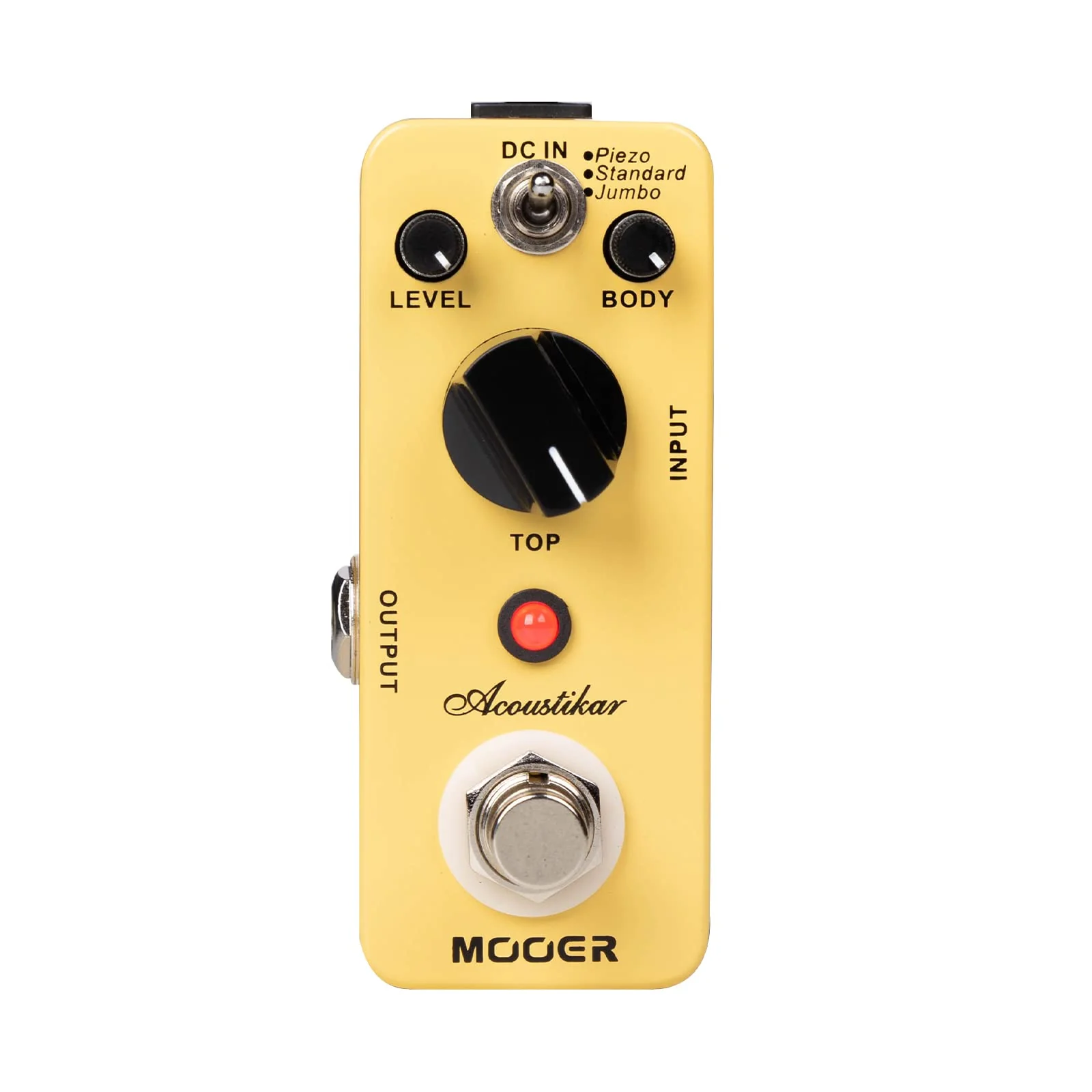 MOOER Acoustikar Acoustic Guitar Pedal Simulator Pedal, 3 Modes Piezo/Standard/Jumbo, Nature and Smooth Acoustic Guitar Sound