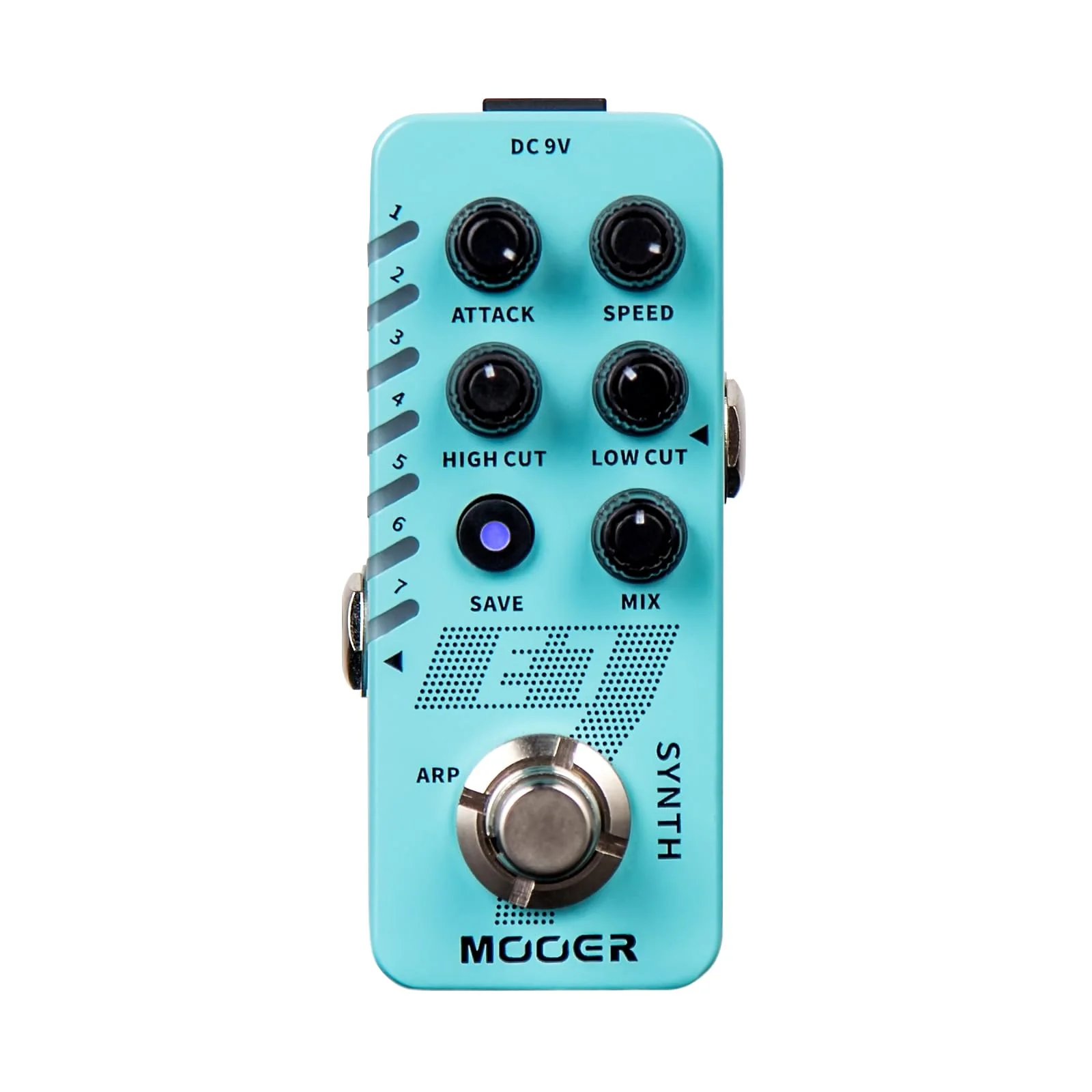 MOOER E7 Polyphonic Guitar Synth Pedal Electronic Synthesizer, 7 Guitar Synthesizer Tones with Individual Arpeggiator And 7 Preset Slots, High/Low Frequency Cut, Attack, Speed Function E7 Synth