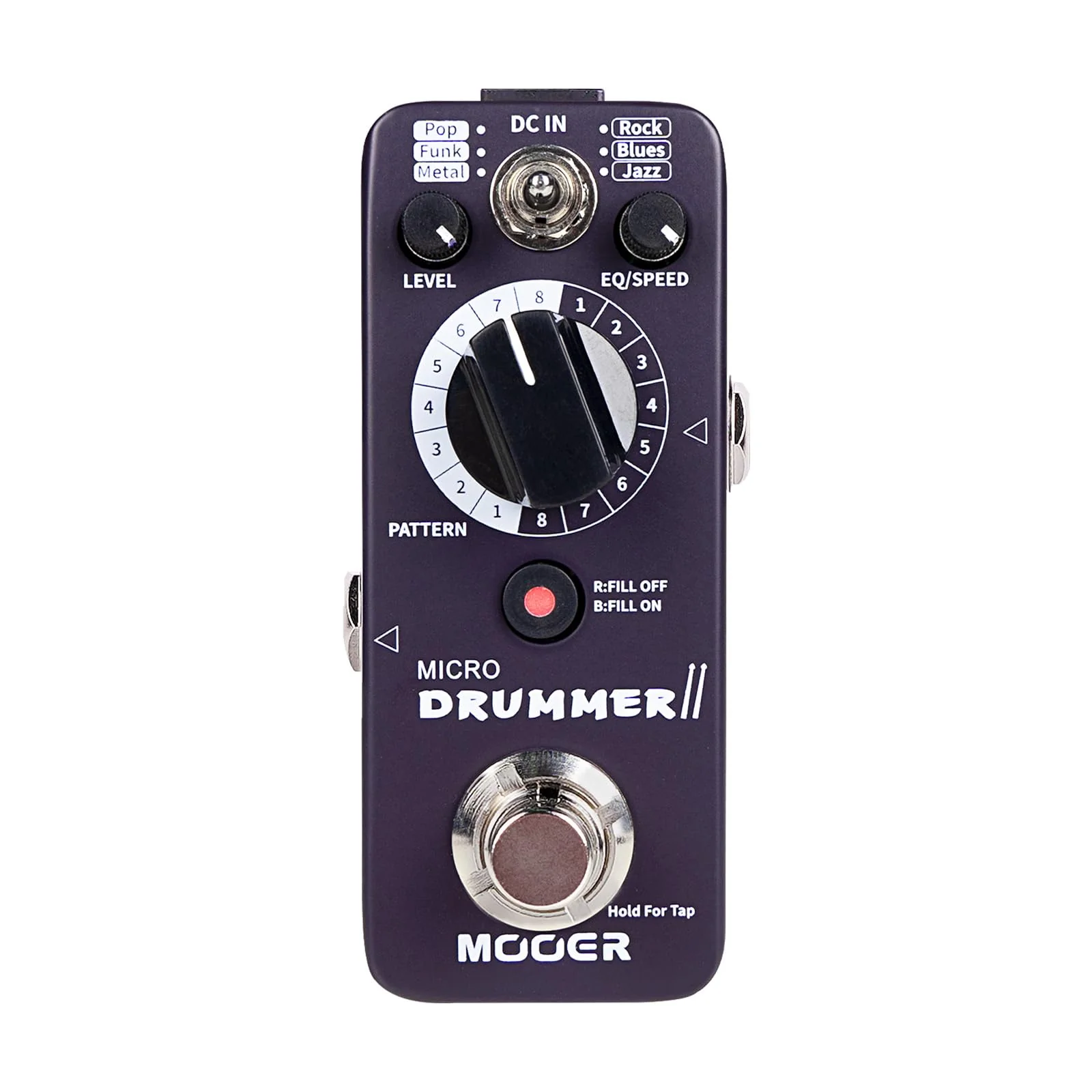 MOOER Micro Drummer II Guitar Drummer Pedal Drum Machine Effect with FILL Function, 48 Drum Grooves, and 6 Music Style Per 8 Different Rythem, With EQ, Tap Tempo for Electric Guitar