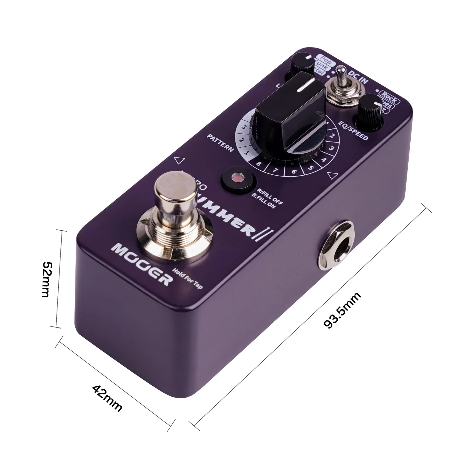MOOER Micro Drummer II Guitar Drummer Pedal Drum Machine Effect with FILL Function, 48 Drum Grooves, and 6 Music Style Per 8 Different Rythem, With EQ, Tap Tempo for Electric Guitar - Image 8