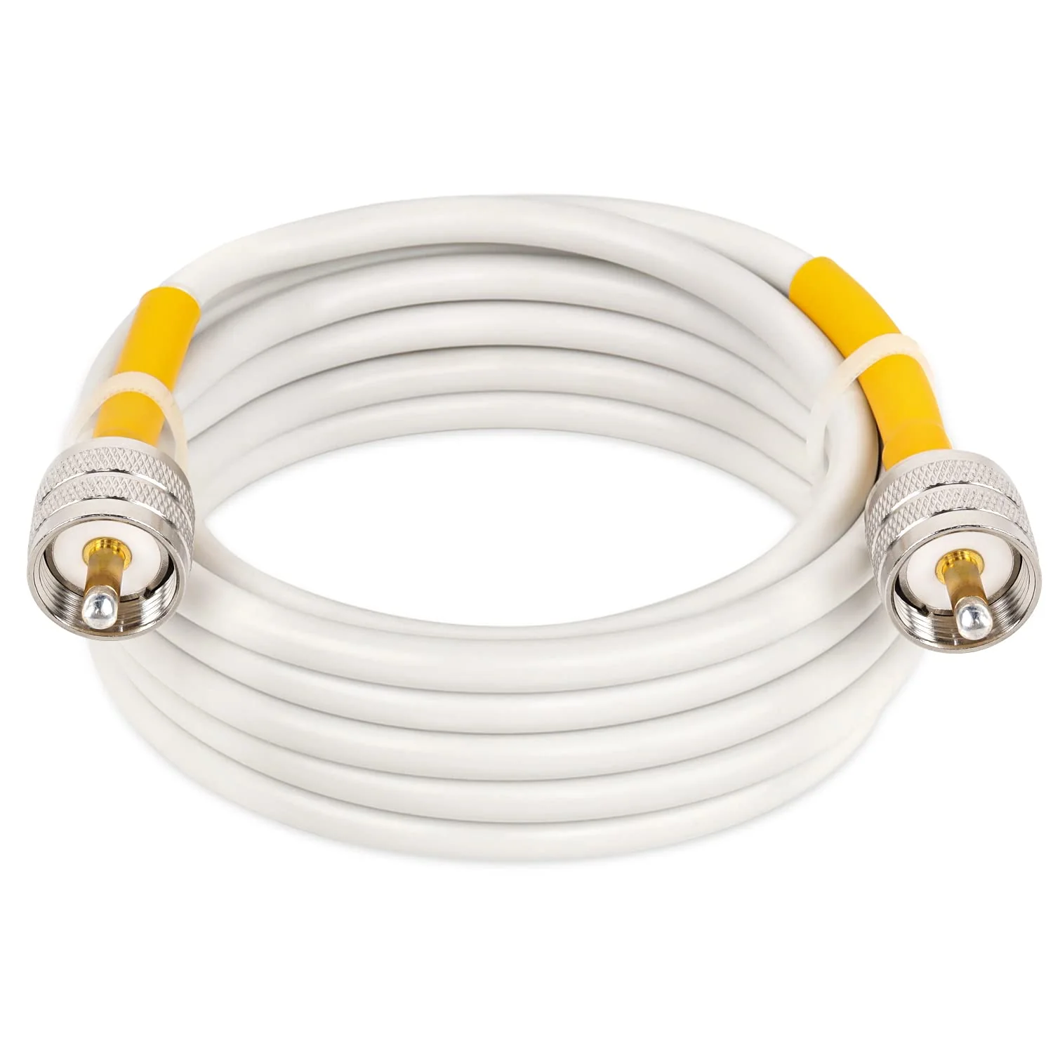 MOOKEERF PL259 CB Coax Cable - 15ft RG8x UHF Male PL-259, PVC White Marine Antenna Cable, 50 Ohm UHF Jumper for CB Radio, Ham Radio, Antenna Analyzer, Dummy Load and SWR Meter 1