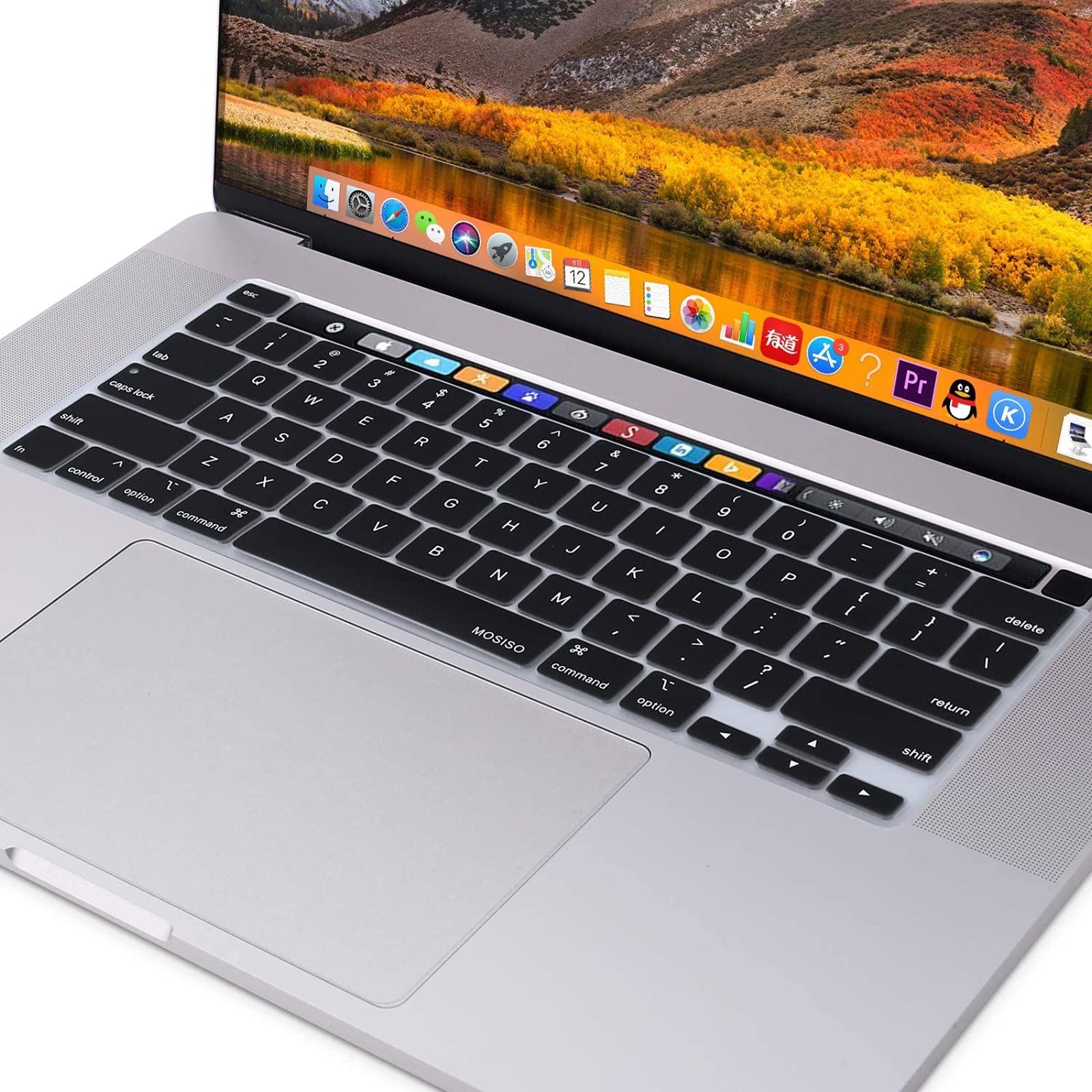 MOSISO Keyboard Cover Compatible with MacBook Pro 13 inch M2 2023, 2022, 2021 2020 M1 A2338 A2289 A2251&Compatible with MacBook Pro 16 2020 2019 A2141 Touch ID,Protective Silicone Skin, Black - Image 6