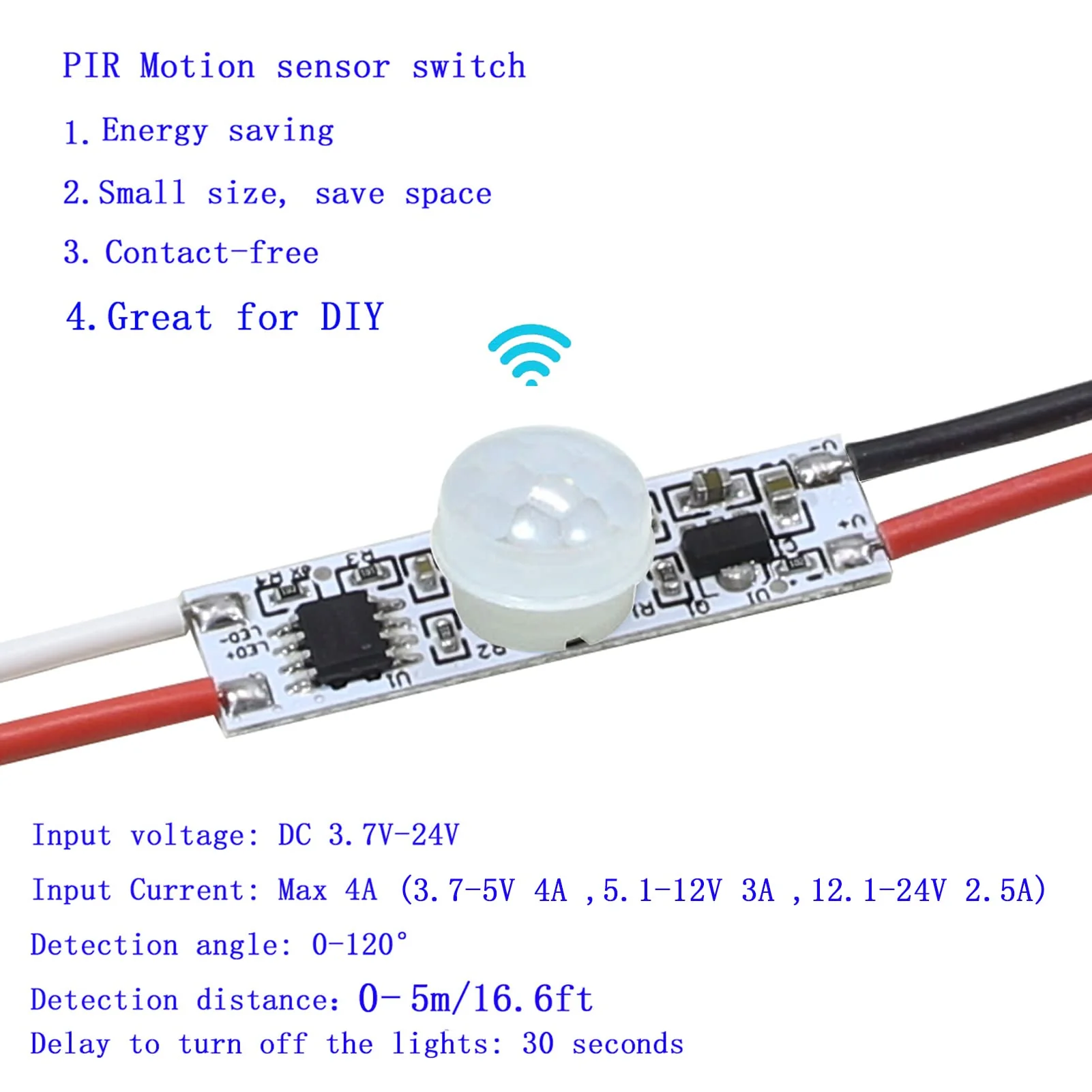 Motion Sensor Switch, DC 3.7v to 24V 4A PIR Motion Sensor for LED Lights, Mini Infrared Sensor Switch That can be Built into The Light bar or Box (3 Pieces 1037), 3pieces 1037 - Image 4