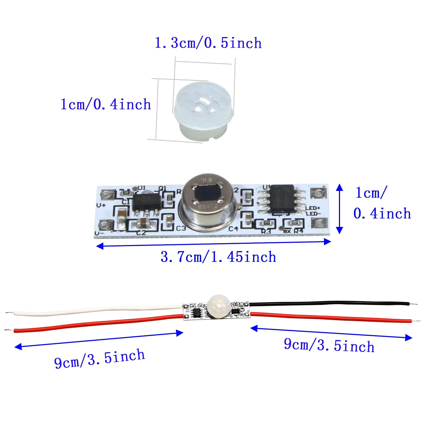 Motion Sensor Switch, DC 3.7v to 24V 4A PIR Motion Sensor for LED Lights, Mini Infrared Sensor Switch That can be Built into The Light bar or Box (3 Pieces 1037), 3pieces 1037 - Image 5
