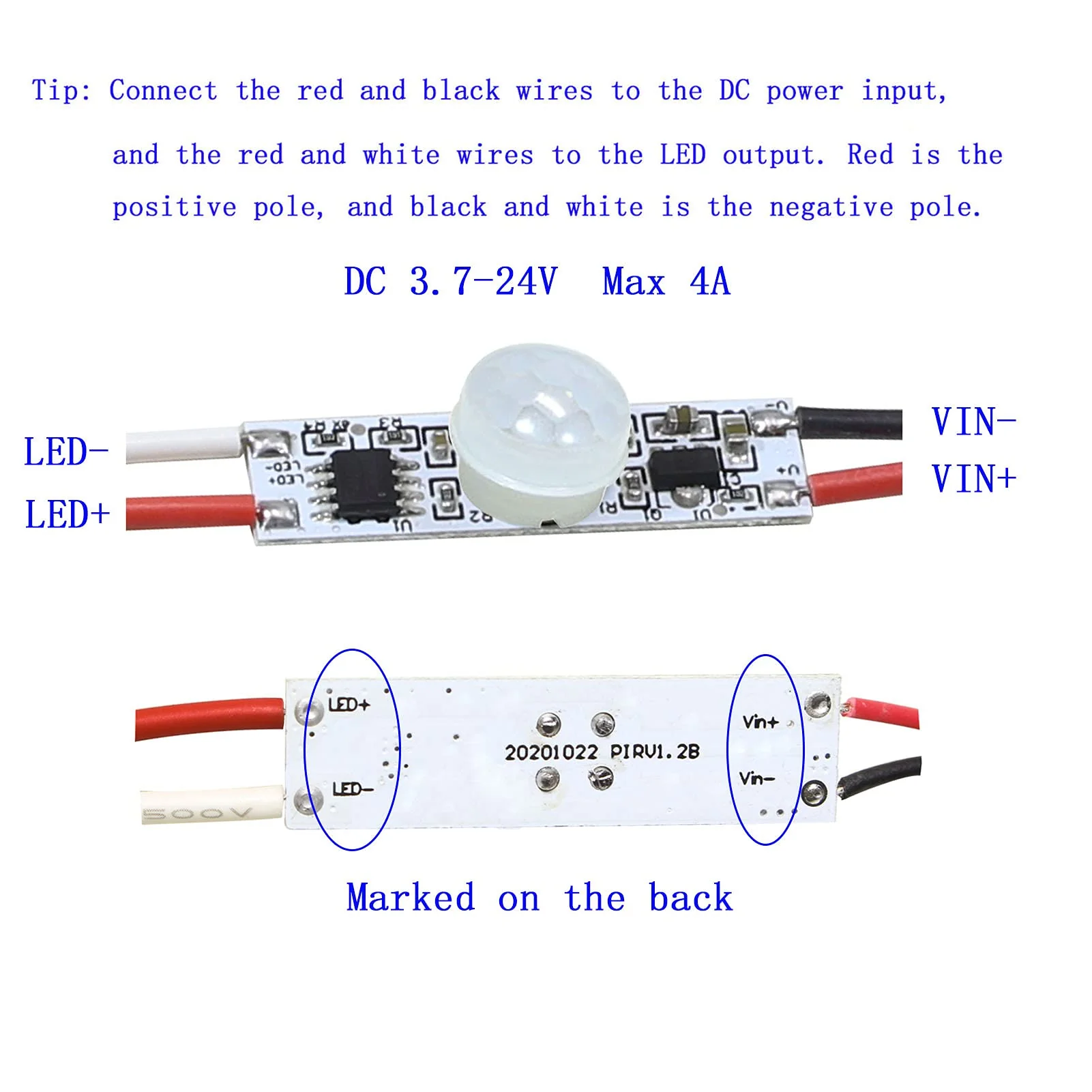Motion Sensor Switch, DC 3.7v to 24V 4A PIR Motion Sensor for LED Lights, Mini Infrared Sensor Switch That can be Built into The Light bar or Box (3 Pieces 1037), 3pieces 1037 - Image 7