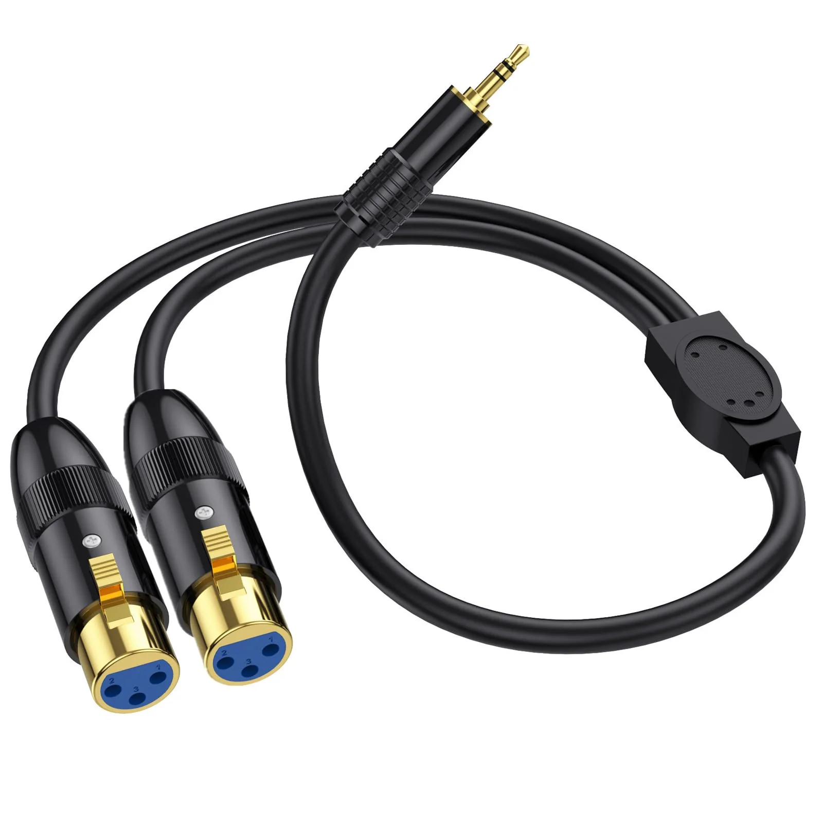 MOTONG XLR Microphone Cable, Gold-Plated 3.5mm Male to Dual XLR Female Unbalanced Interconnection Cable for Microphone, Sound Card, Camcorder & More 0.5M/1.6FT（Male to Female）