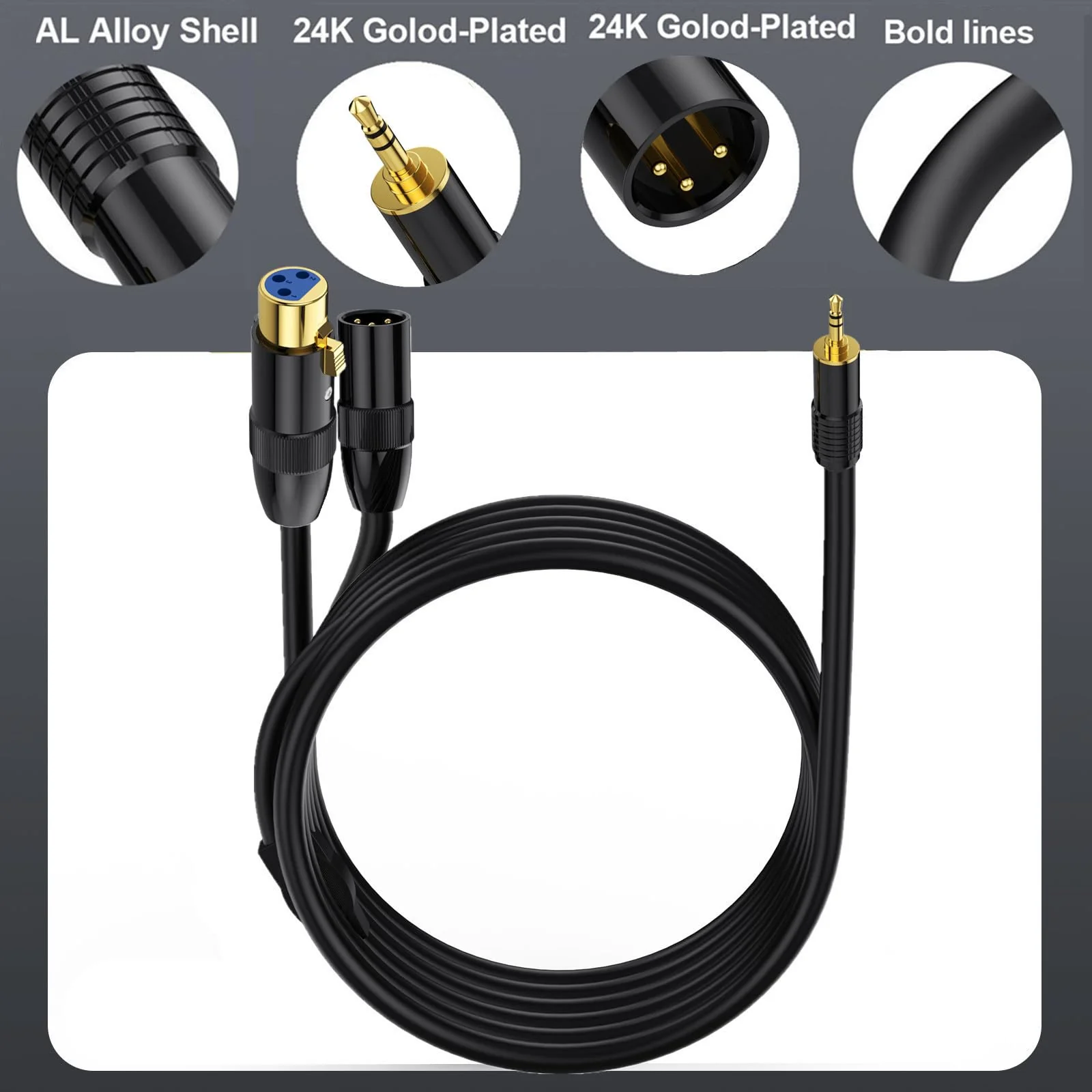 MOTONG XLR to 3.5mm Splitter Cables, TRS Stereo Male to Two XLR Male+ Female Interconnect Audio Microphone Cable, Y Splitter Adapter Cable 0.5M (Male to Two XLR Male+ Female) - Image 7