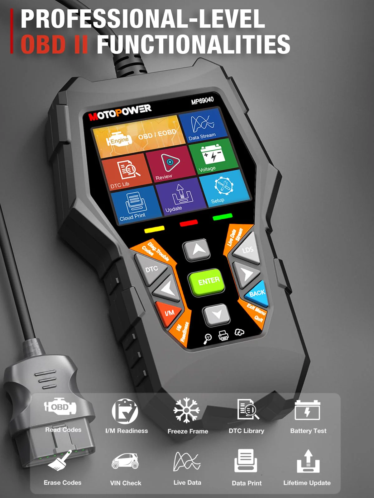 MOTOPOWER MP69040 Car OBD2 Scanner Check Engine Fault Code Reader Diagnostic Scan Tool, Black - Image 6