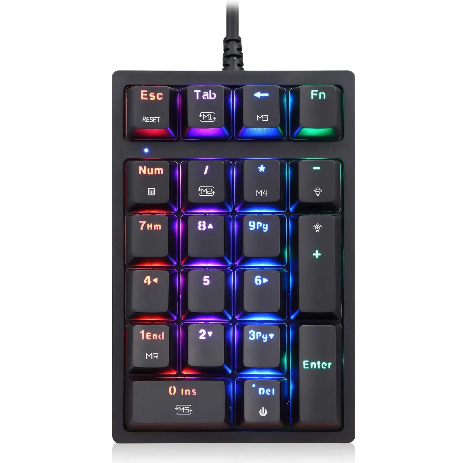 MOTOSPEED Macro Mechanical Numeric Keypad USB Wired 21 Keys Mini Numpad Portable Keypad RGB Backlight Gaming Keypad Extended Layout for Cashier(Fully Programmable Keys) Classic Black red switch