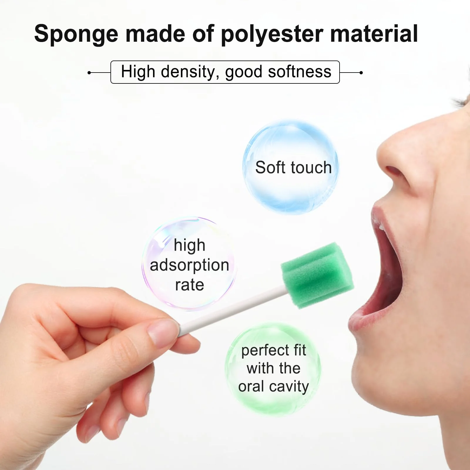 Mouth Sponges Sterile Dental Swabs, 50 Pieces Oral Care Sponge Swabs, Cleaning Mouth Swabs, Oral Hygiene Sponge, Mouth Care Swabs, Cotton Buds, Oral Care Sticks, Foam for Oral Hygiene, Cyan - Image 3