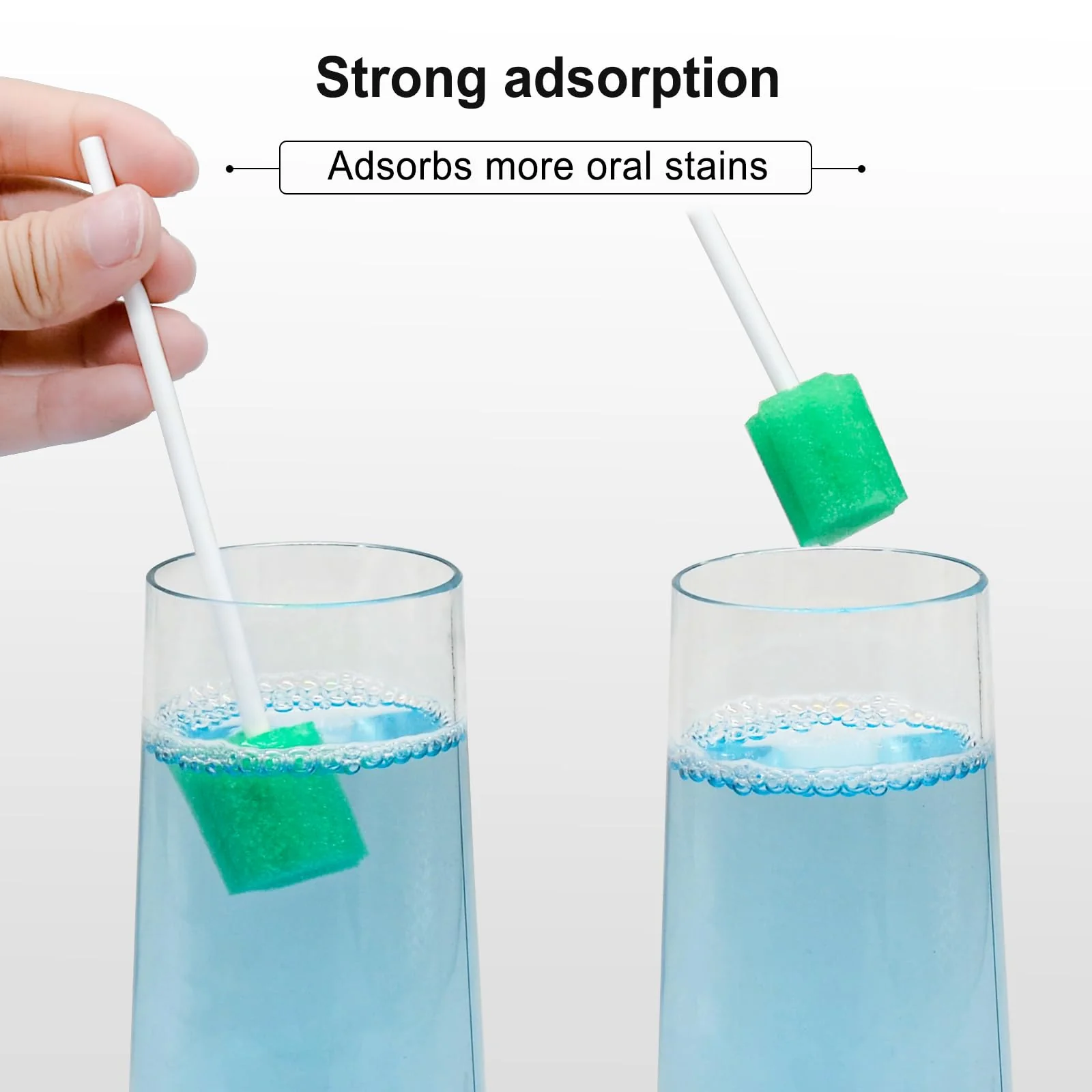 Mouth Sponges Sterile Dental Swabs, 50 Pieces Oral Care Sponge Swabs, Cleaning Mouth Swabs, Oral Hygiene Sponge, Mouth Care Swabs, Cotton Buds, Oral Care Sticks, Foam for Oral Hygiene, Cyan - Image 4