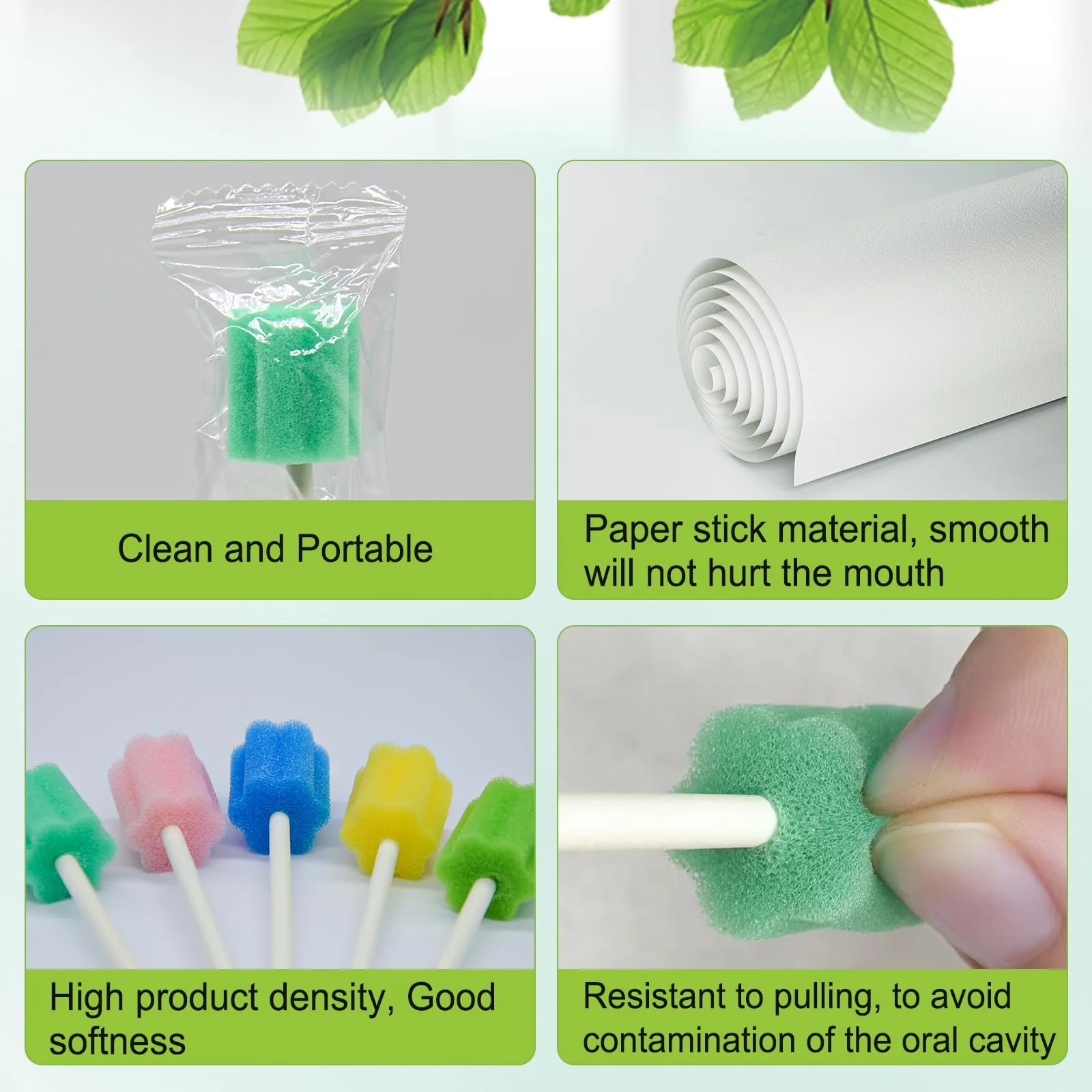 Mouth Sponges Sterile Dental Swabs, 50 Pieces Oral Care Sponge Swabs, Cleaning Mouth Swabs, Oral Hygiene Sponge, Mouth Care Swabs, Cotton Buds, Oral Care Sticks, Foam for Oral Hygiene, Cyan - Image 6