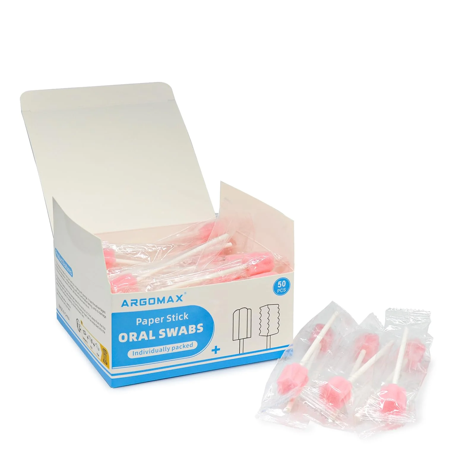 Mouth Sponges Sterile Dental Swabs, 50 Pieces Oral Care Sponge Swabs, Cleaning Mouth Swabs, Oral Hygiene Sponge, Oral Care Swabs, Cotton Buds, Oral Care Sticks, Foam for Oral Hygiene, Pink Pack of 50 plum blossom pink