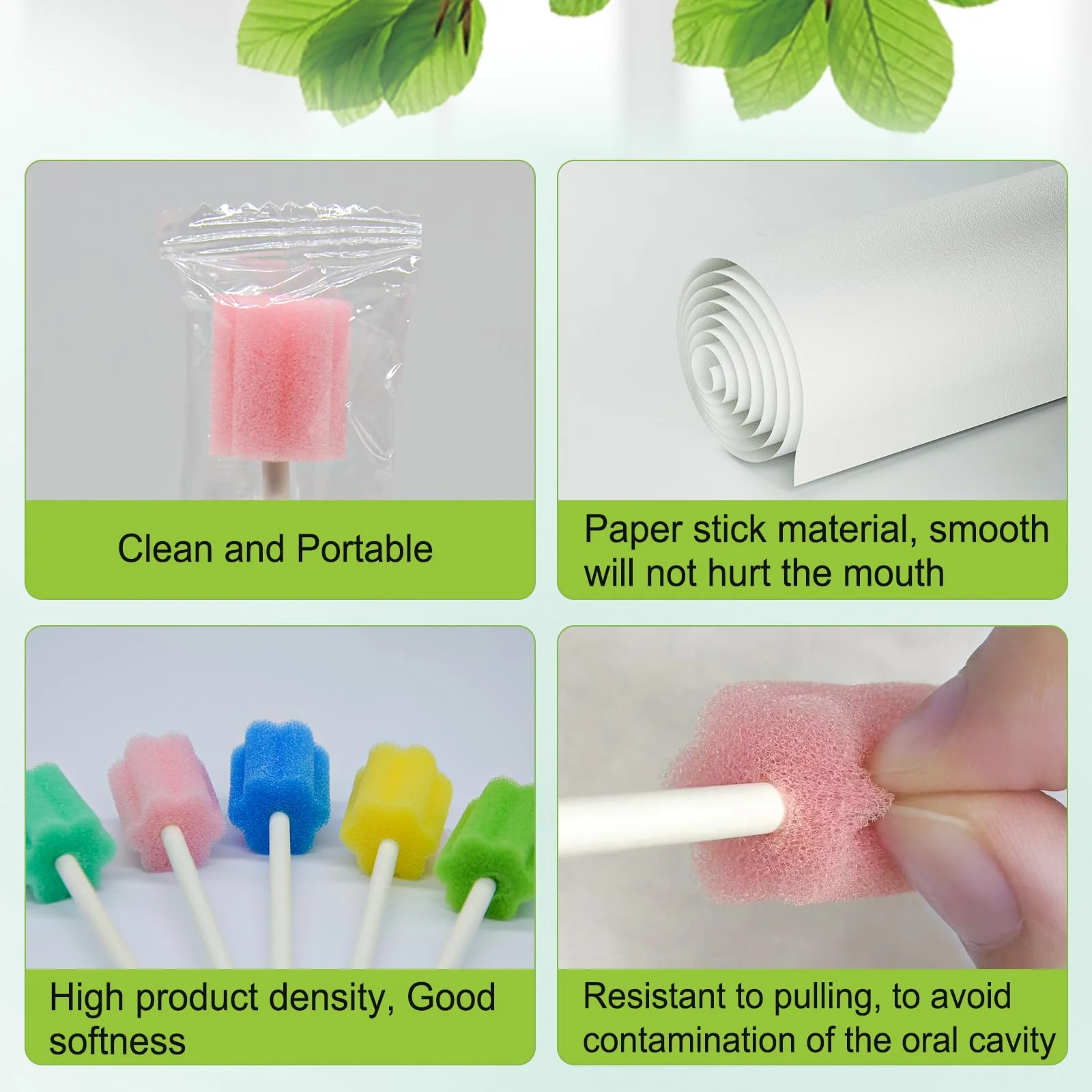 Mouth Sponges Sterile Dental Swabs, 50 Pieces Oral Care Sponge Swabs, Cleaning Mouth Swabs, Oral Hygiene Sponge, Oral Care Swabs, Cotton Buds, Oral Care Sticks, Foam for Oral Hygiene, Pink Pack of 50 plum blossom pink - Image 5