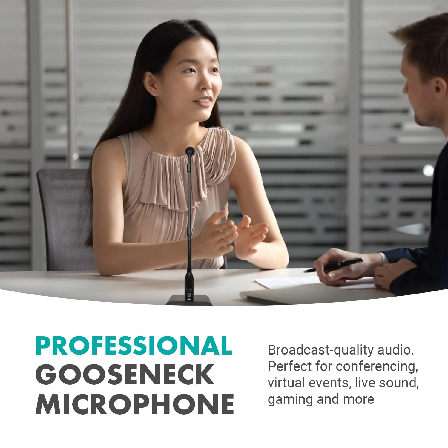 Movo GM-5 Professional 18-inch Gooseneck Microphone with USB Interface Stand, One-Touch Mute- Podium Microphone with Stand for Conferencing, Live Events, Streaming - USB Computer Mic for Mac, PC Standard - Image 2