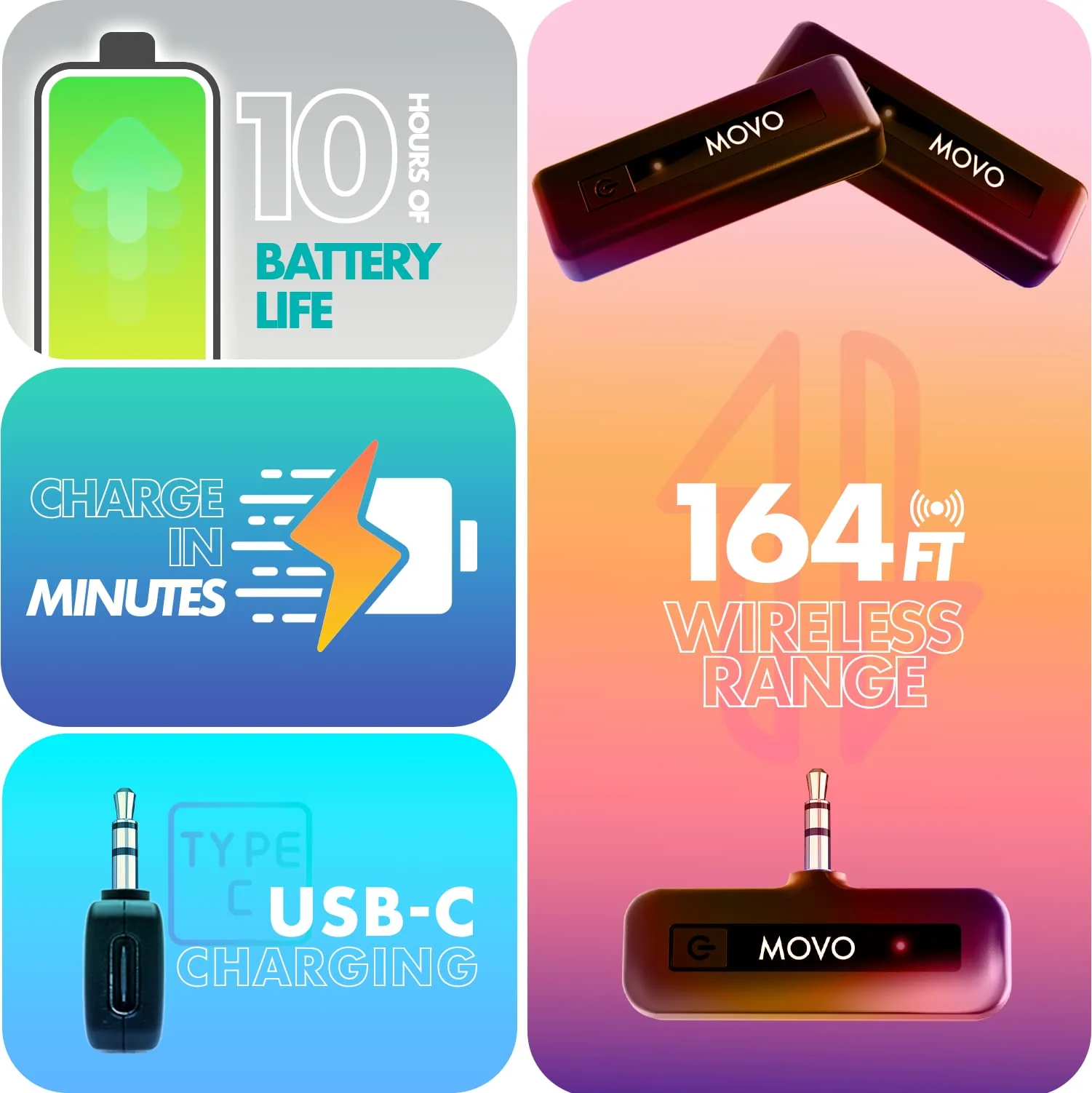 Movo Mini-Duo Wireless Microphones for Cameras, Wireless Camera Mini Mic - 3.5mm Lapel Microhone for Sony, Canon, and Nikon DSLR - 2.4Ghz Transmitter 2 Transmitters - Image 6