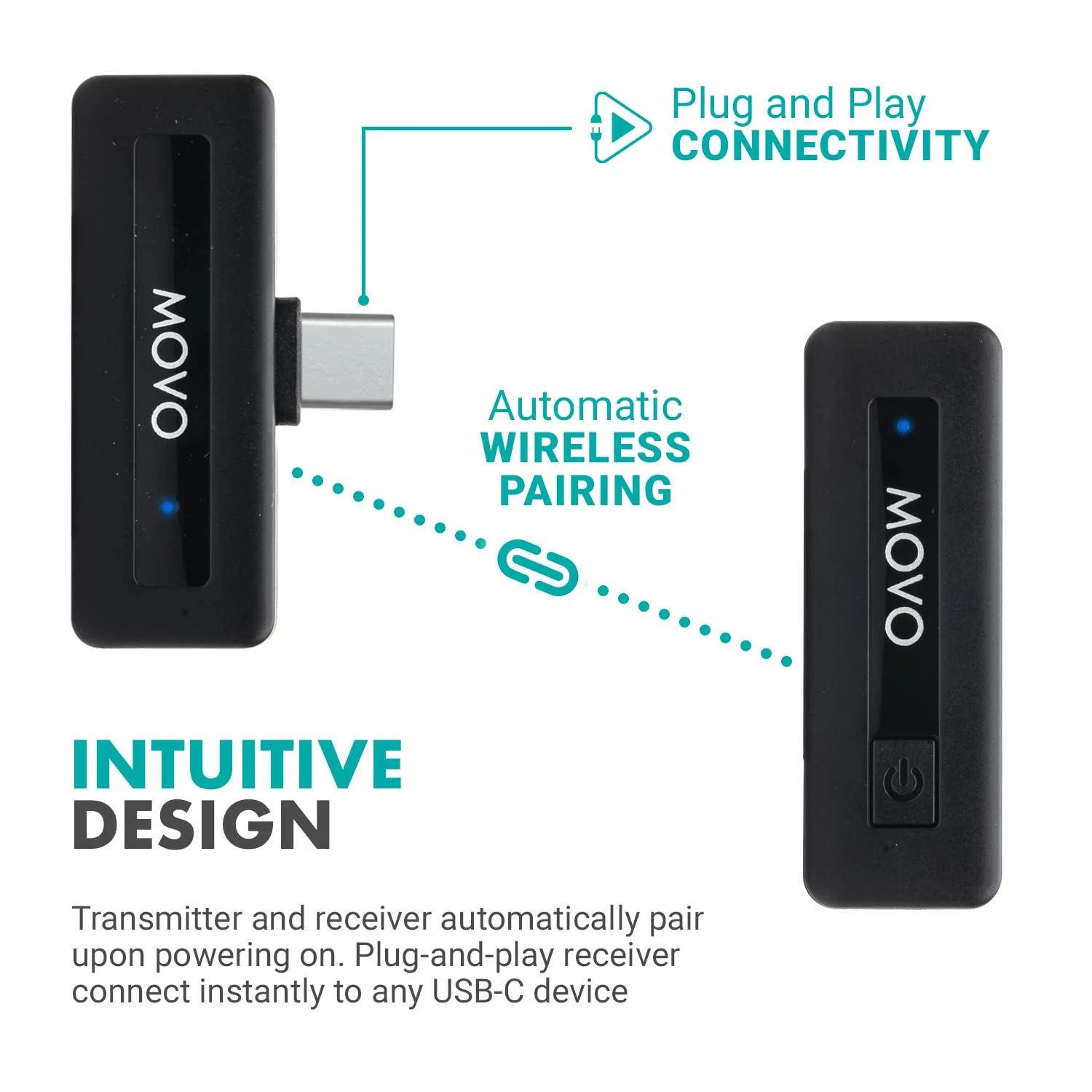 Movo Mini USB-C Duo Wireless Microphone for iPhone 15/16/17 and up - Ultracompact Microphone for iPhone 15/16/17 with Clip on Wireless Lavalier Mic 2 Transmitters - Image 8