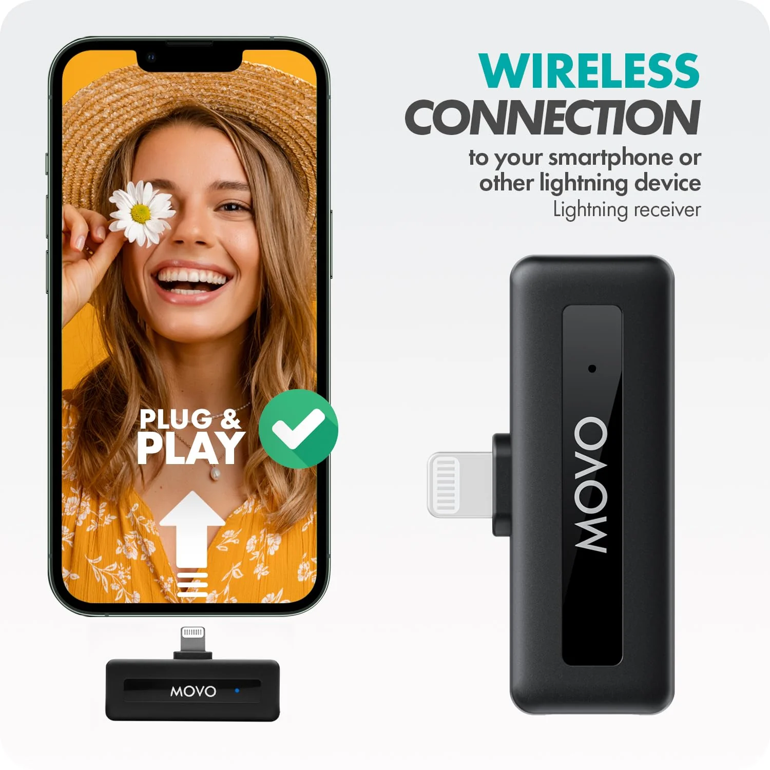Movo WM-VXR10 Wireless Shotgun Mic Adapter for iPhone/Lightning Devices - Compatible VXR10, VXR10-PRO and Rode VideoMicro Lightning - Image 5