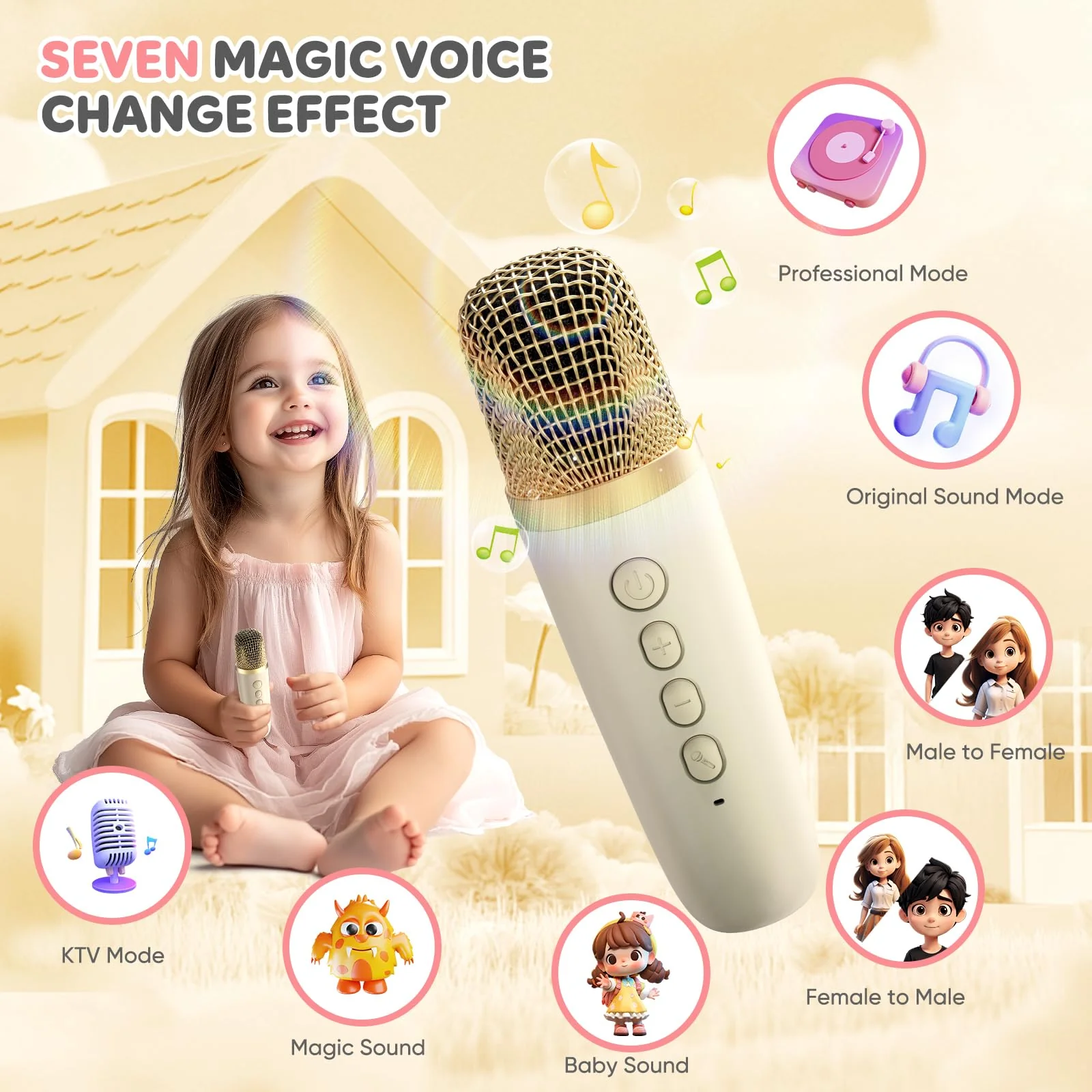 MOYU Mini Karaoke Machine for Kids: Portable Bluetooth Speaker Set with Two Wireless Microphones & Flowing Light Gifts for Girls Boys Toddler Adults Home Party - Image 4