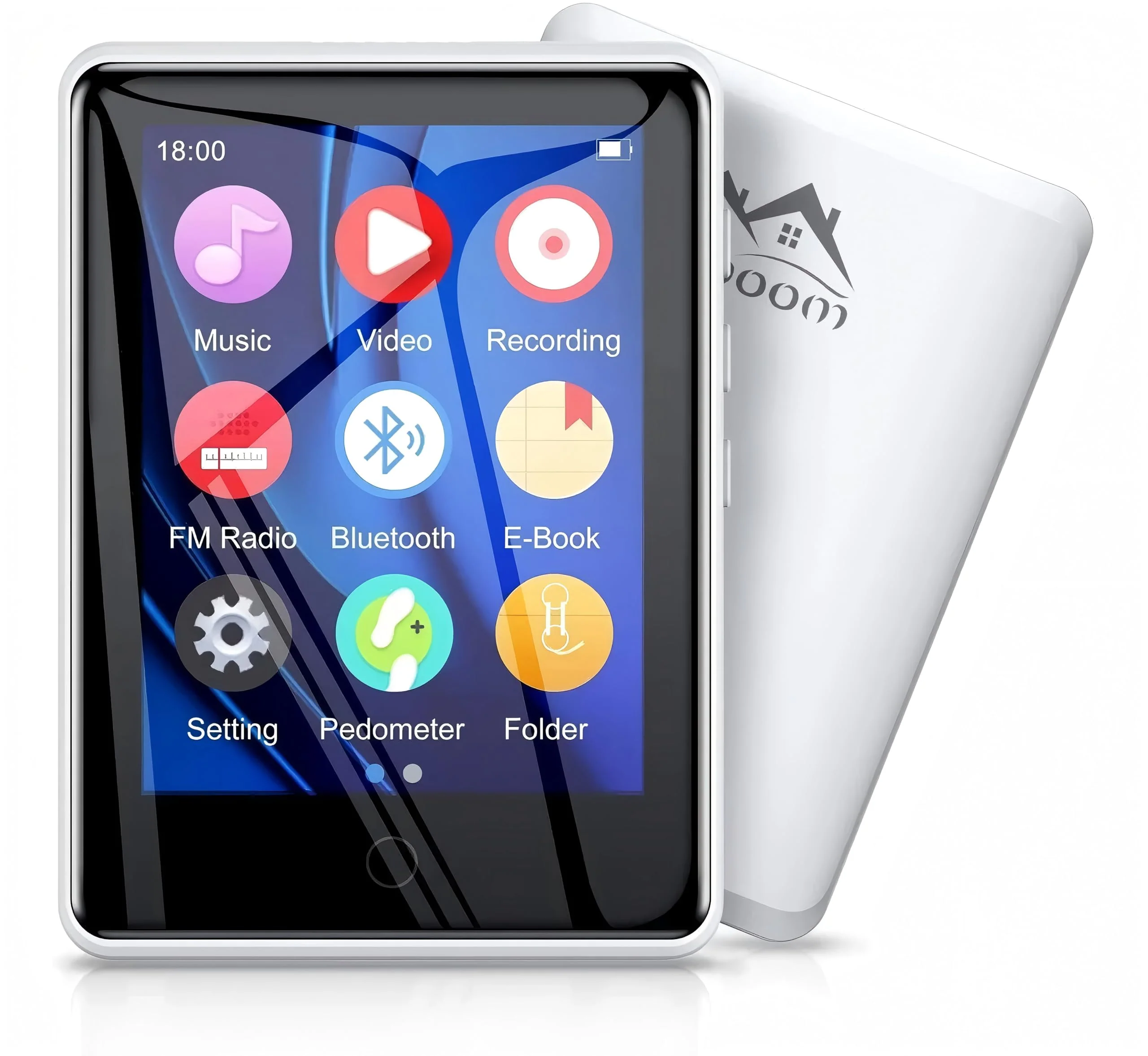MP3 Player 32GB with Bluetooth 5.0, Upgraded 2.8" Full Touchscreen Mp4 Mp3 Player with Speaker, Portable HiFi Lossless Sound Music Player for Walking Running, Supports up to 128GB TF Card (White) white