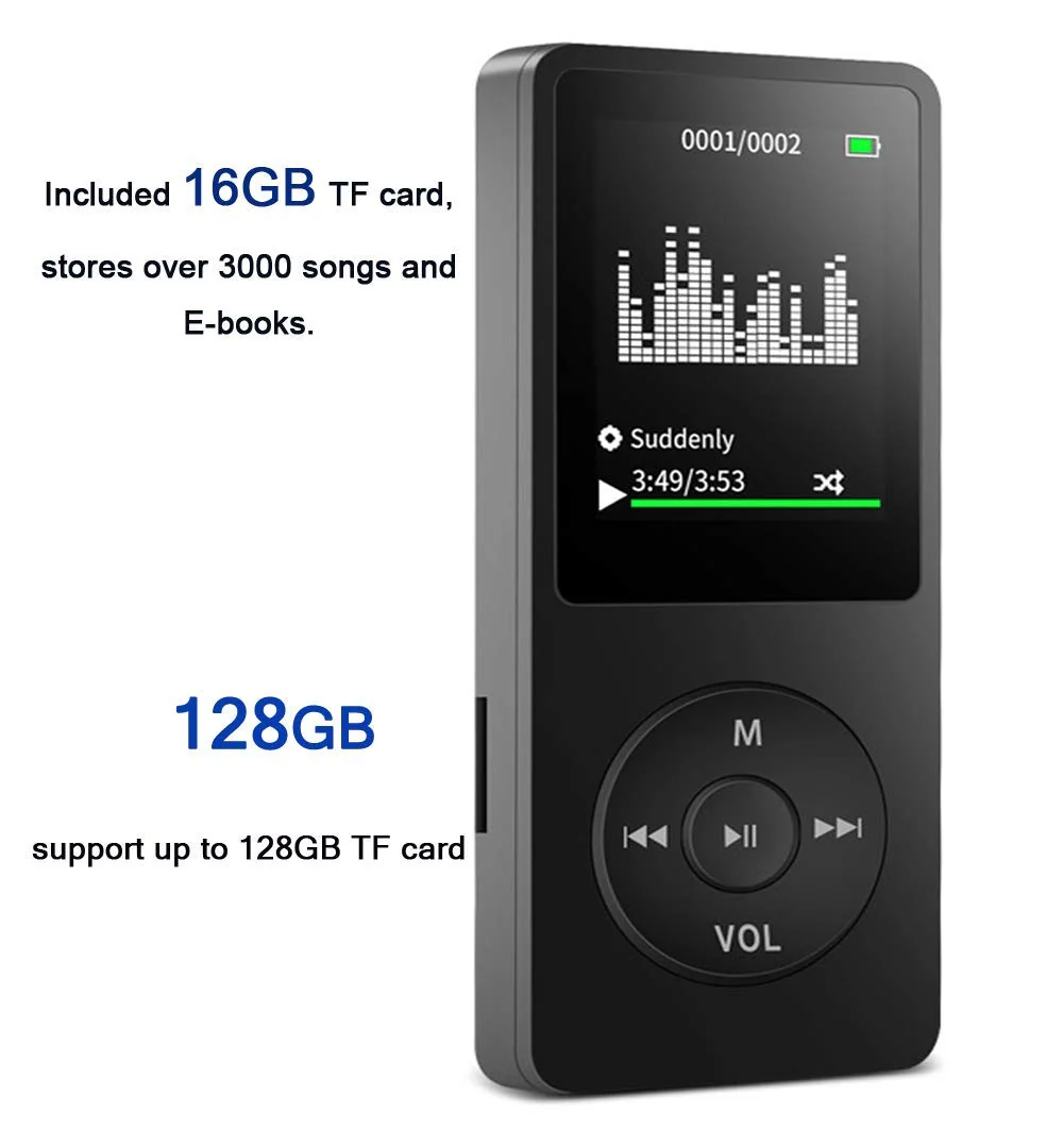 MP3 Player, Music Player with 16GB Micro SD Card, Build-in Speaker/Photo/Video Play/FM Radio/Voice Recorder/E-Book Reader, Supports up to 128GB - Image 4
