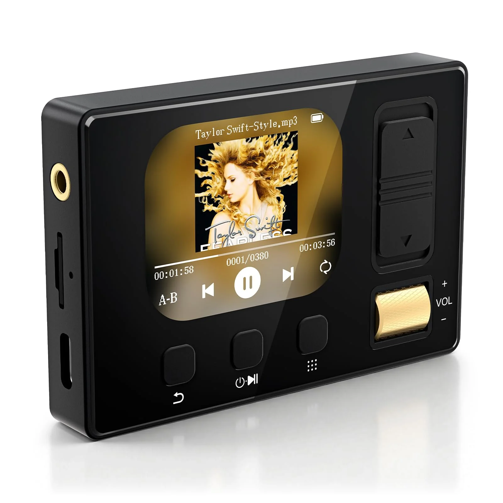 MP3 Player with Bluetooth 5.3, Diofox MP3 & MP4 Player, Portable Hi-Fi Lossless Music Player with Built-in Speakers, FM Radio, and Voice Recording, Comes with Headphones Black
