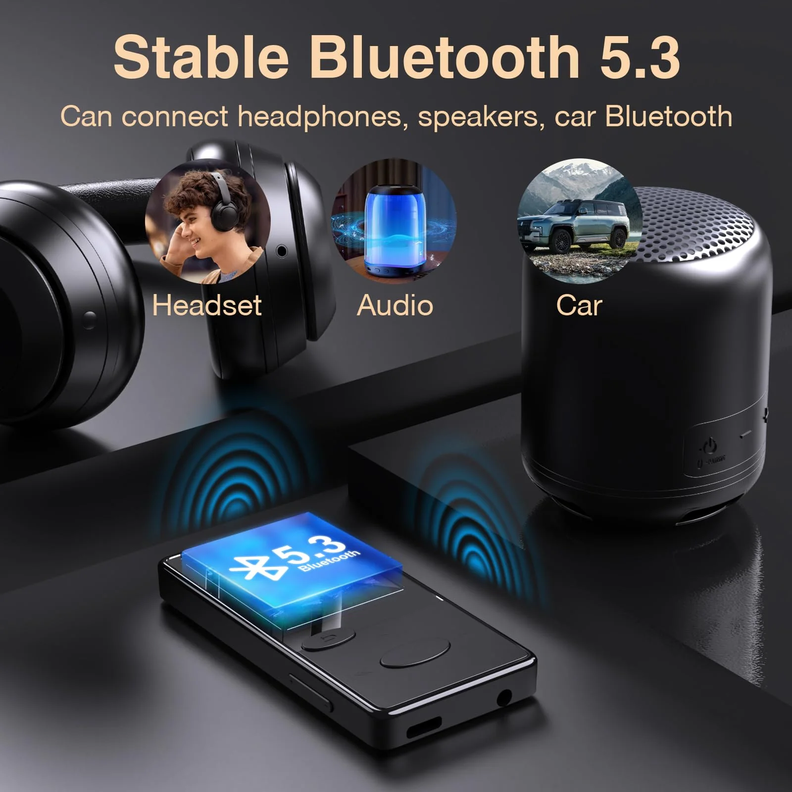 Mp3 Player with Bluetooth 5.3 HiFi Sound, Mp3 Player with FM Radio, Mini Music Player 32G for Kids Adults, Earphones Included, TF Card can be Inserted - Image 5