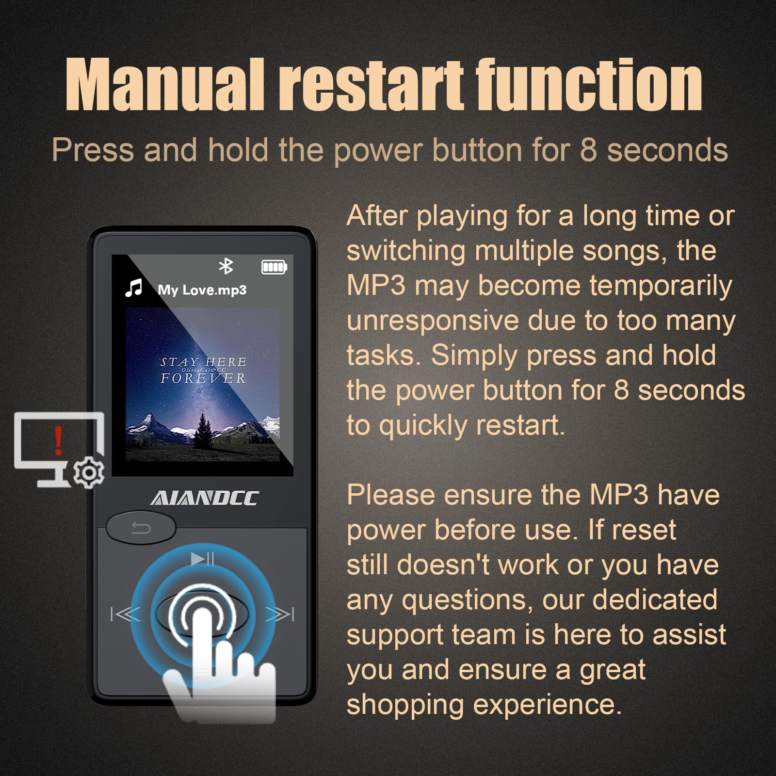 Mp3 Player with Bluetooth 5.3 HiFi Sound, Mp3 Player with FM Radio, Mini Music Player 32G for Kids Adults, Earphones Included, TF Card can be Inserted - Image 6