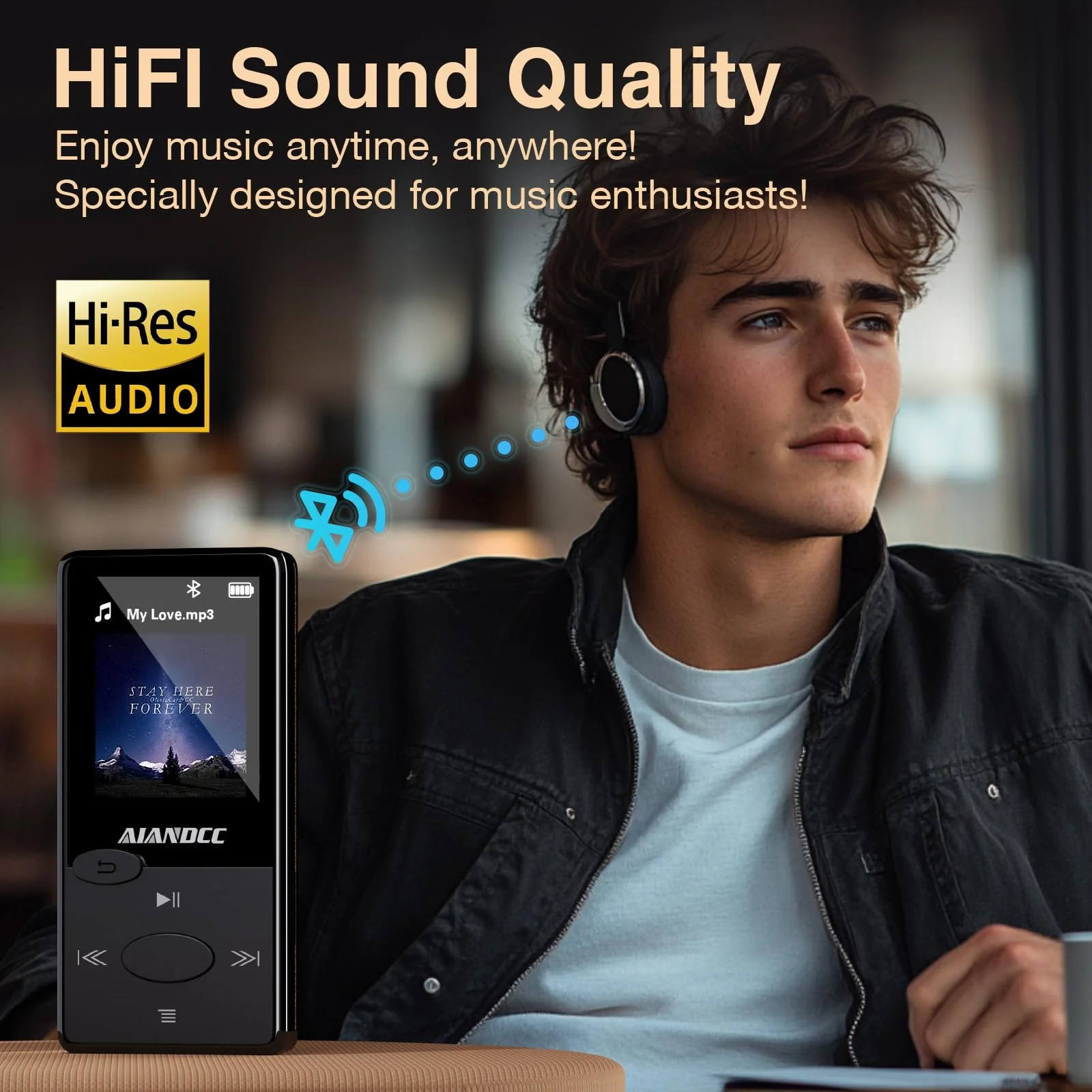 Mp3 Player with Bluetooth 5.3 HiFi Sound, Mp3 Player with FM Radio, Mini Music Player 32G for Kids Adults, Earphones Included, TF Card can be Inserted - Image 7