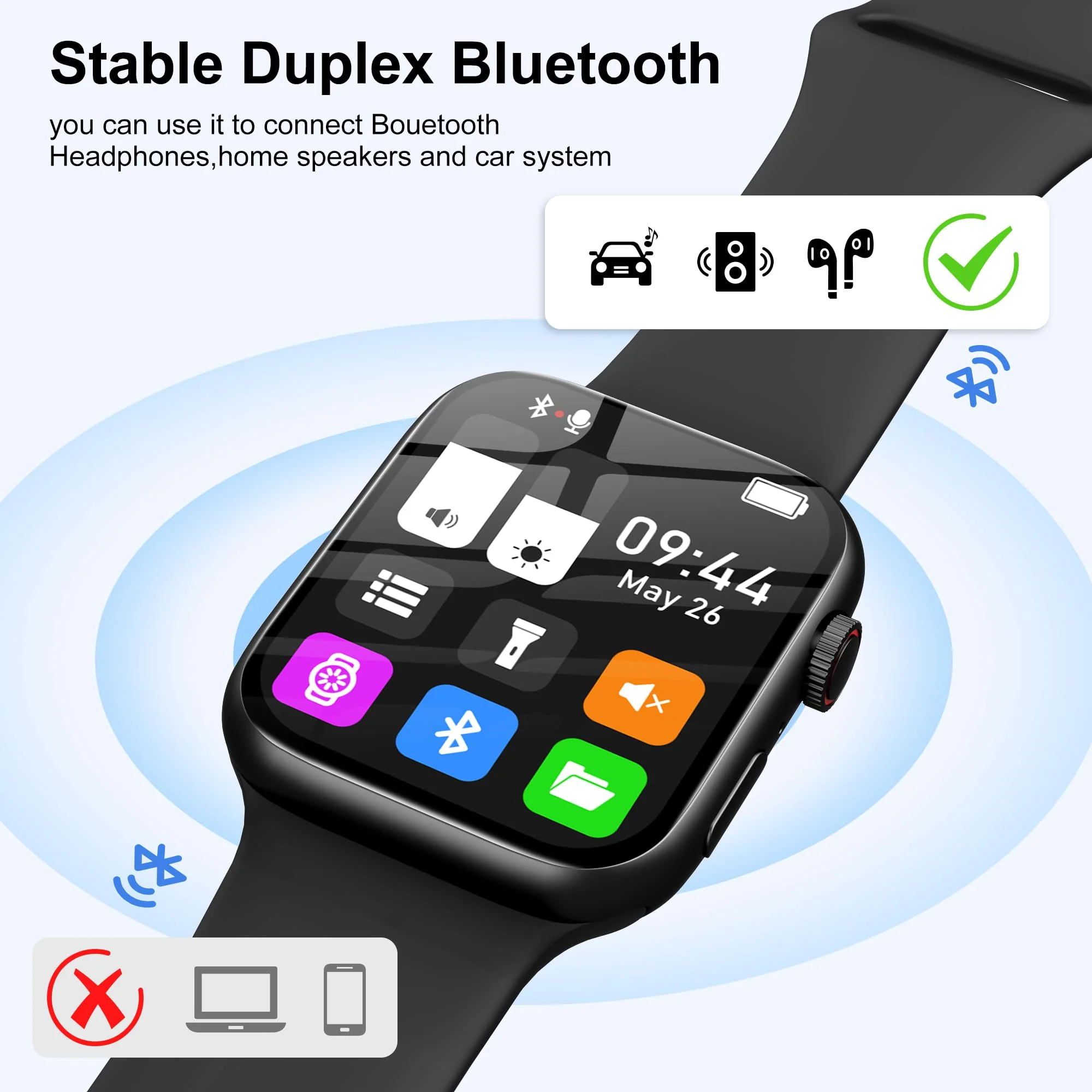 MP3 Player with Bluetooth 5.3 - SWOFY M2 32GB Touchscreen Music Player with Detachable Strap,Built-in Speaker,1.91'' IPS Display,Portable Sport MP3 Players for Running,Gym,Kids & Adults - Black - Image 7