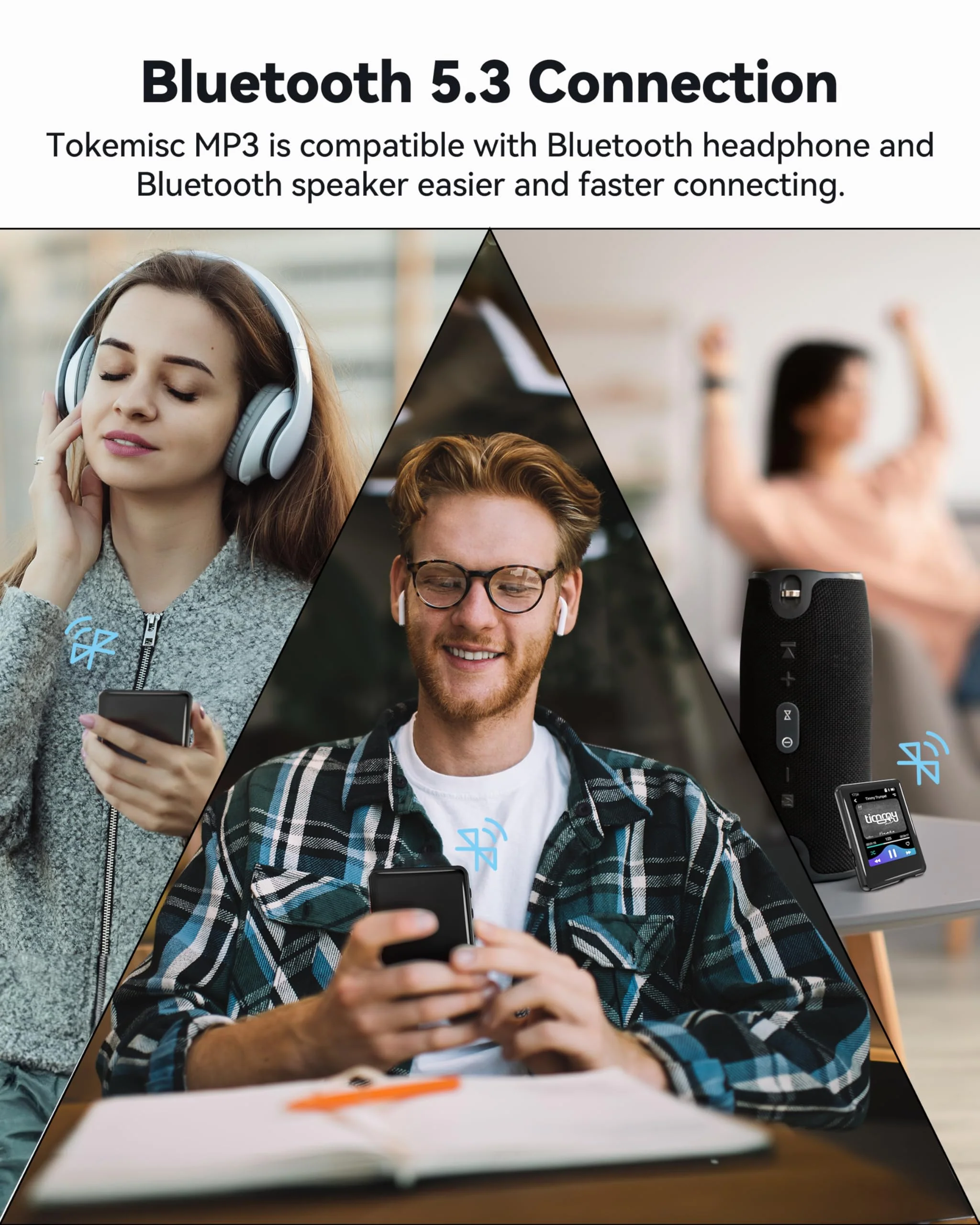 MP3 Player with Bluetooth 5.3,Tokemisc 16GB Full Touchscreen Kids Portable Music Device with Speaker,FM Radio,E-Book,Built-in Micro SD Card Slot,Earphones Included,Max 512GB Expand - Image 4