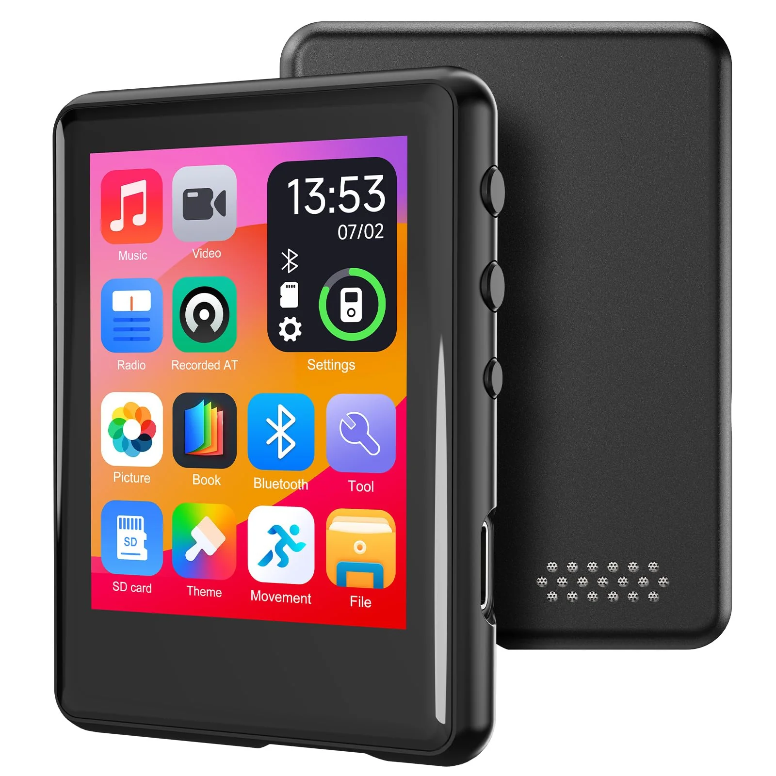 MP3 Player with Bluetooth 5.4,Portable Music Player with Speaker,FM Radio,Voice Recording,for Kids, Full Touch Screen Easy to Use,Max 512GB Expand, Earphones Included 16GB