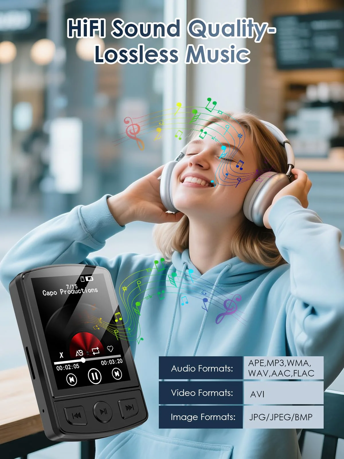 MP3 Player with Clip 64GB Mini MP3 Player with Bluetooth 5.2,Portable MP3 Music Player with Earphones,HiFi-Speaker,FM Radio,Voice Recorder,E-Book for Outdoor,Home,Sporting(Black) Black - Image 5