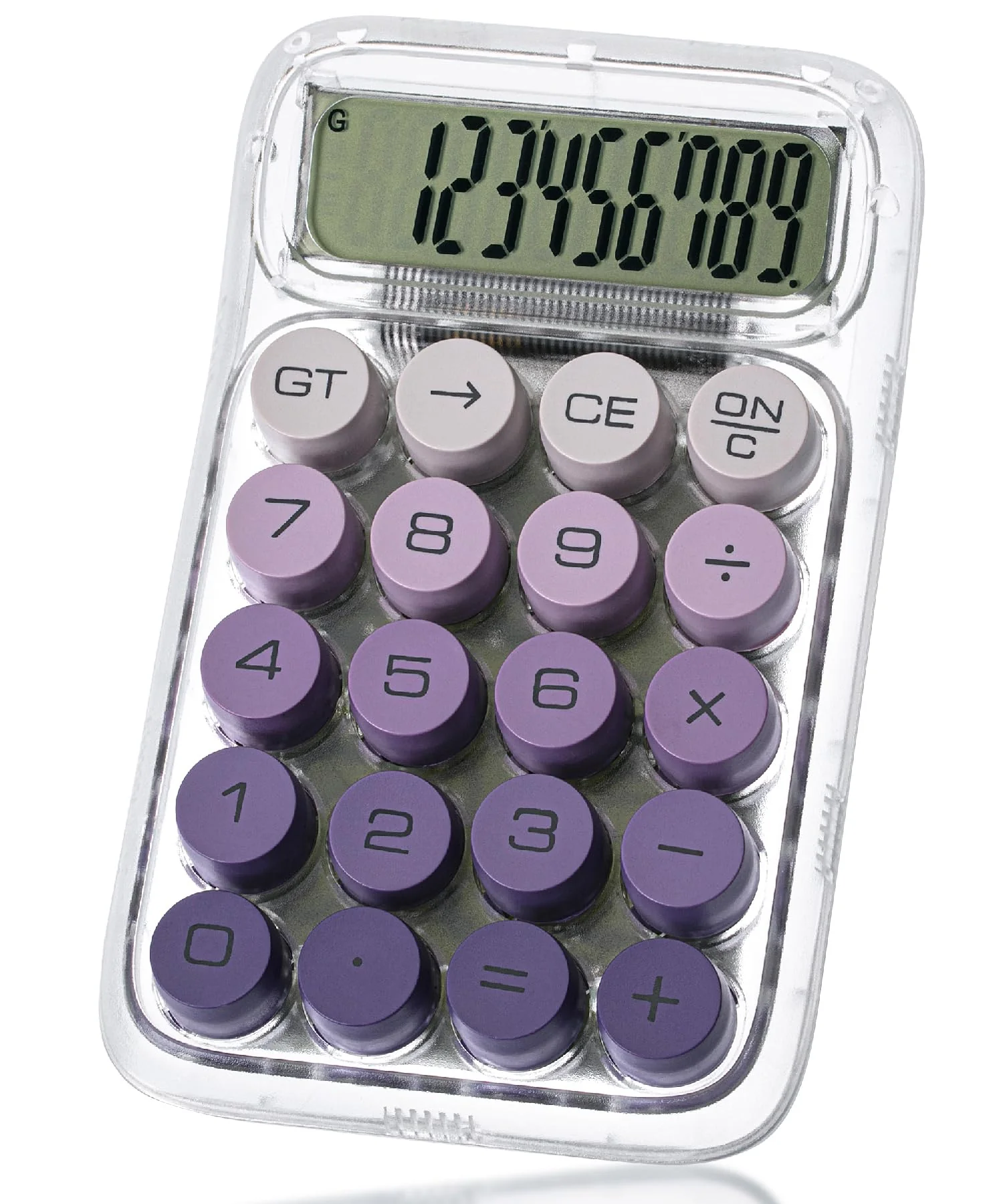 Mr. Pen- Mechanical Switch Calculator, 10 Digits, Purple Calculator, Transparent Body, Large LCD Display, Big Buttons Mechanical Calculator Desktop Calculator, Cute Calculator, Aesthetic Calculator