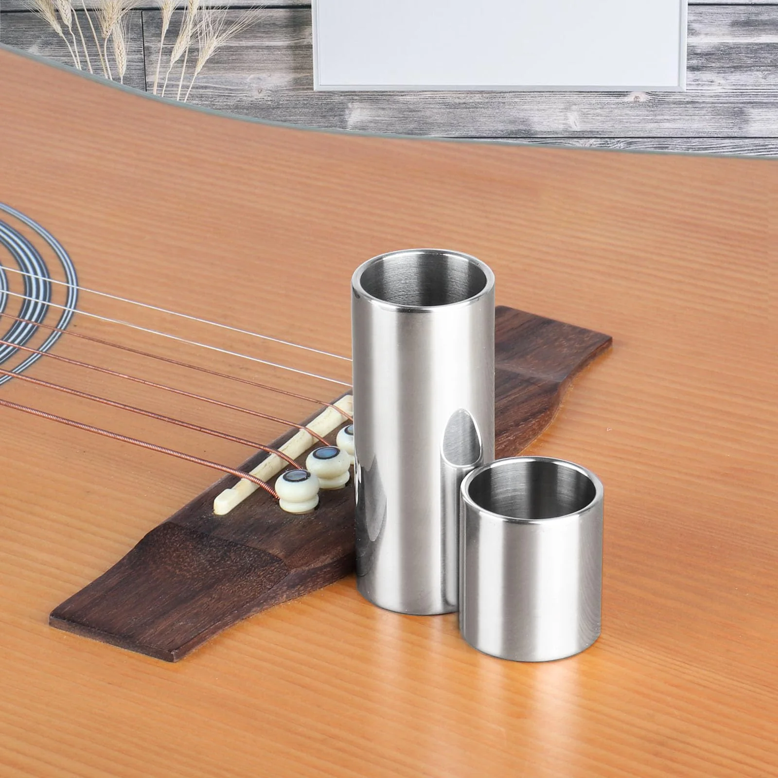Mr.Power Guitar Slide Chrome Stainless Steel Finger Slides, Long and Short Set Metal Guitar Tube Tone Ring, for Electric Acoustic Guitar Bass, Celluloid Thumb & Finger Picks Plectrums + Portable Bag - Image 5