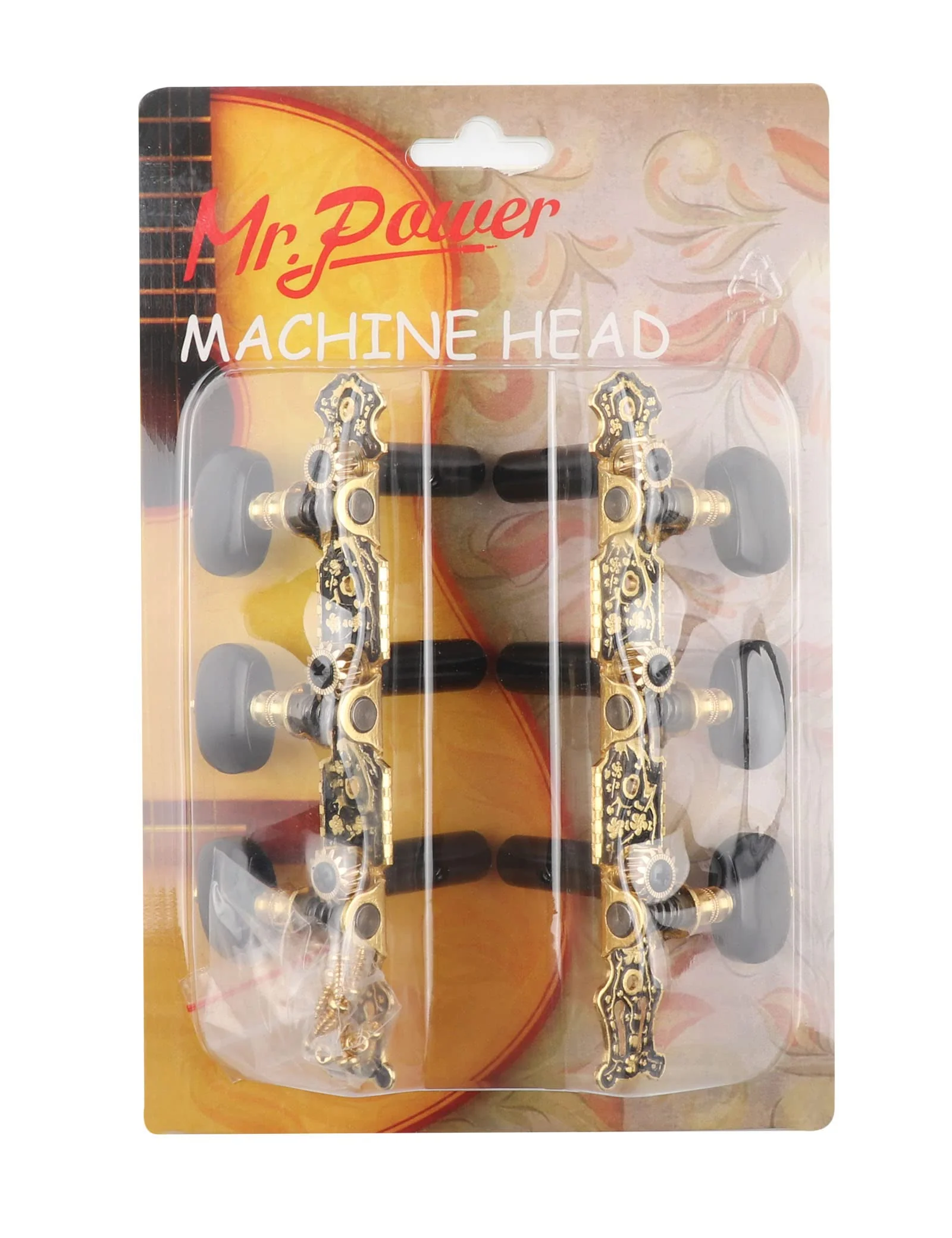 Mr.Power Guitar Tuners Machine Heads 3+3 Set Tuning Keys String Pegs Only for Classical Guitar (Long Black, Black Button) Long Black - Image 7