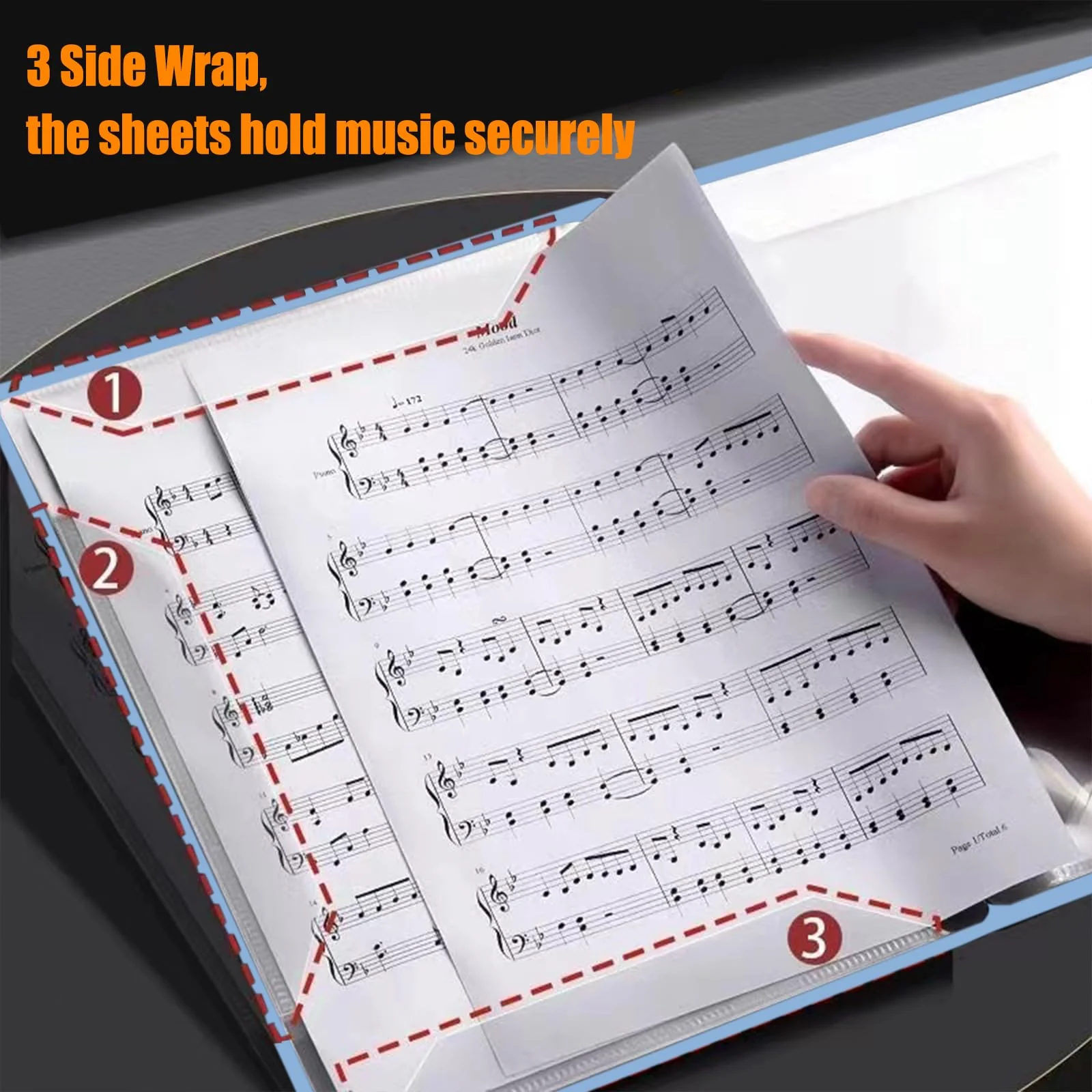 MUDOR Sheet Music Folder for Sheet Music Page 8.5X 11 Inches, Sheet Music Holder Allow Annotations, Eliminate Glare, 60 Pages Spiral Sheet Music Binder Organizer, Sheet Music Storage Purple - Image 2