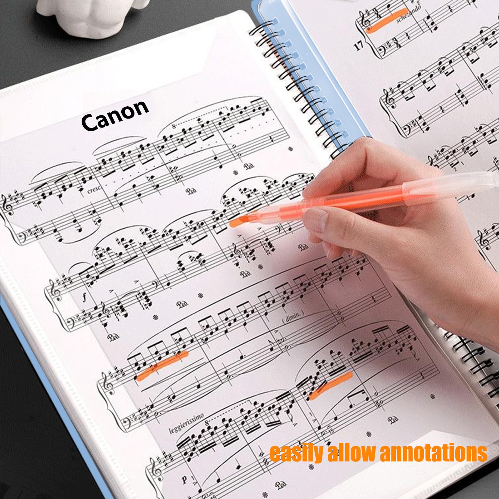 MUDOR Sheet Music Folder for Sheet Music Page 8.5X 11 Inches, Sheet Music Holder Allow Annotations, Eliminate Glare, 60 Pages Spiral Sheet Music Binder Organizer, Sheet Music Storage Purple - Image 3