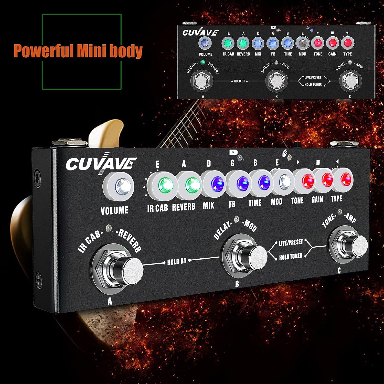 Multi Effects Guitar Pedal,Cube Baby Guitar Multi Effects Pedal Delay Chorus Phaser Reverb Effect Pedal - Image 2