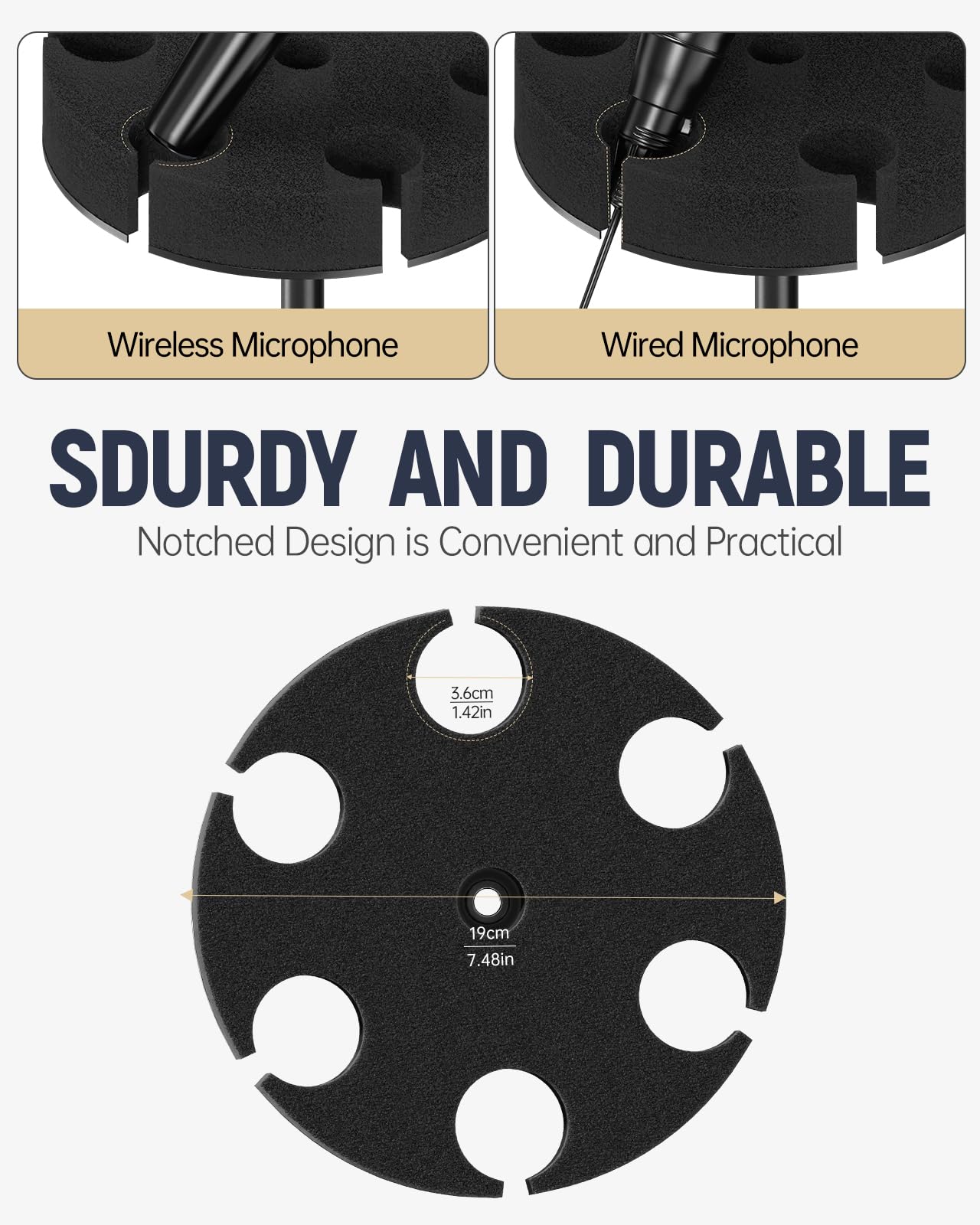 Multi Microphone Holder【Aluminum/Upgraded】Multi Mic Holder Up to 6 Mics, Wired and Wireless mic Holder for Stand, Multiple Microphone Holder for storage Organizer & Display, w/ 3/8"-16 Threaded - Image 5
