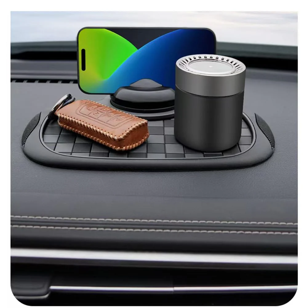 Multifunction Car Anti-Slip Mat Auto Phone Holder Car Dashboard Mat with Phone Holder in Car Auto Non-Slip Car Mats for Phone (Grid Style) Grid style - Image 2