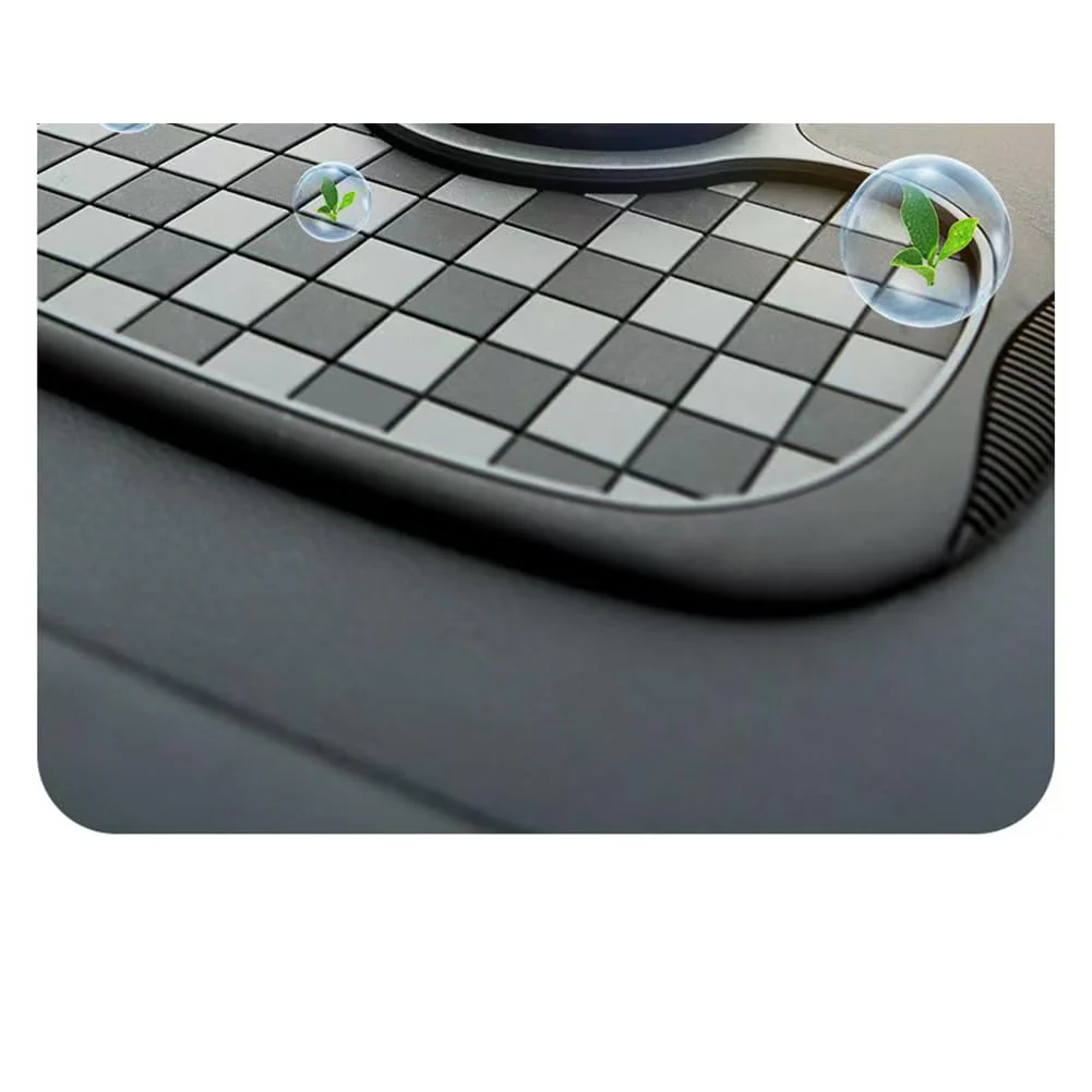 Multifunction Car Anti-Slip Mat Auto Phone Holder Car Dashboard Mat with Phone Holder in Car Auto Non-Slip Car Mats for Phone (Grid Style) Grid style - Image 4
