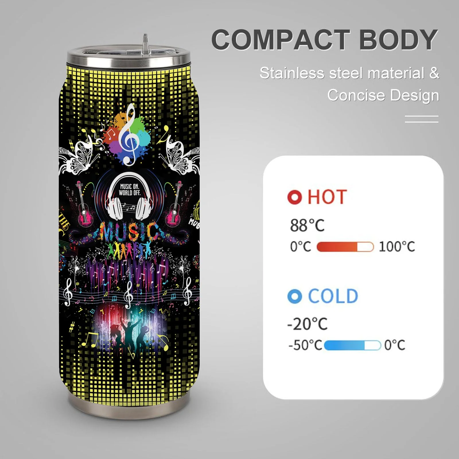 Music Notes Stainless Steel Insulated Tumbler With Straw Lid, Musical Lovers Gift For Musician As Music Themed Gifts 17 Oz 17 ounces - Image 4