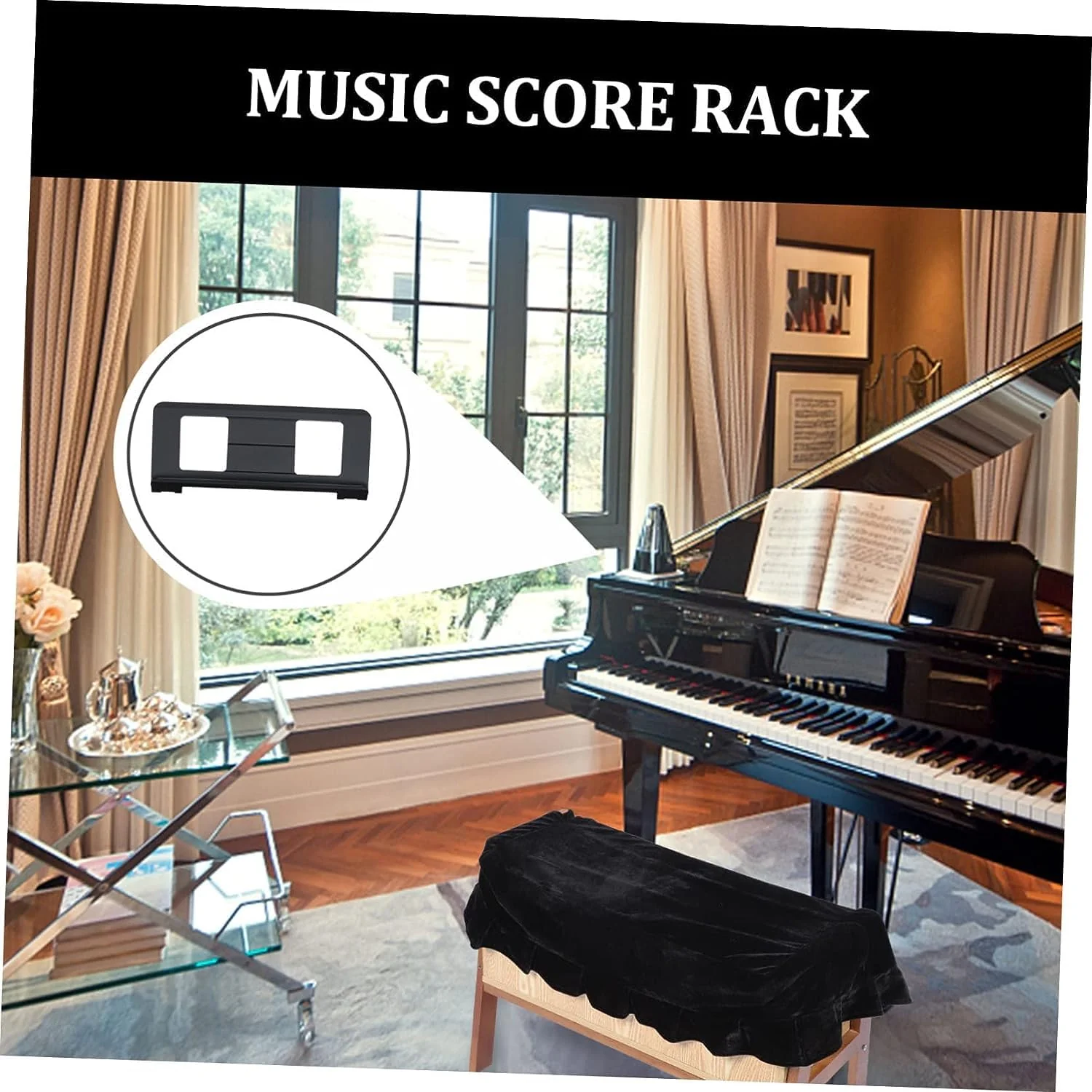 Music Stand for Sheet Music, Compatible with Yamaha Music Sheet Stand Fit for Multiple Keyboard Models, Stable And Durable, Keyboard Sheet Music Stand with 2 Music Book Clip - Image 5