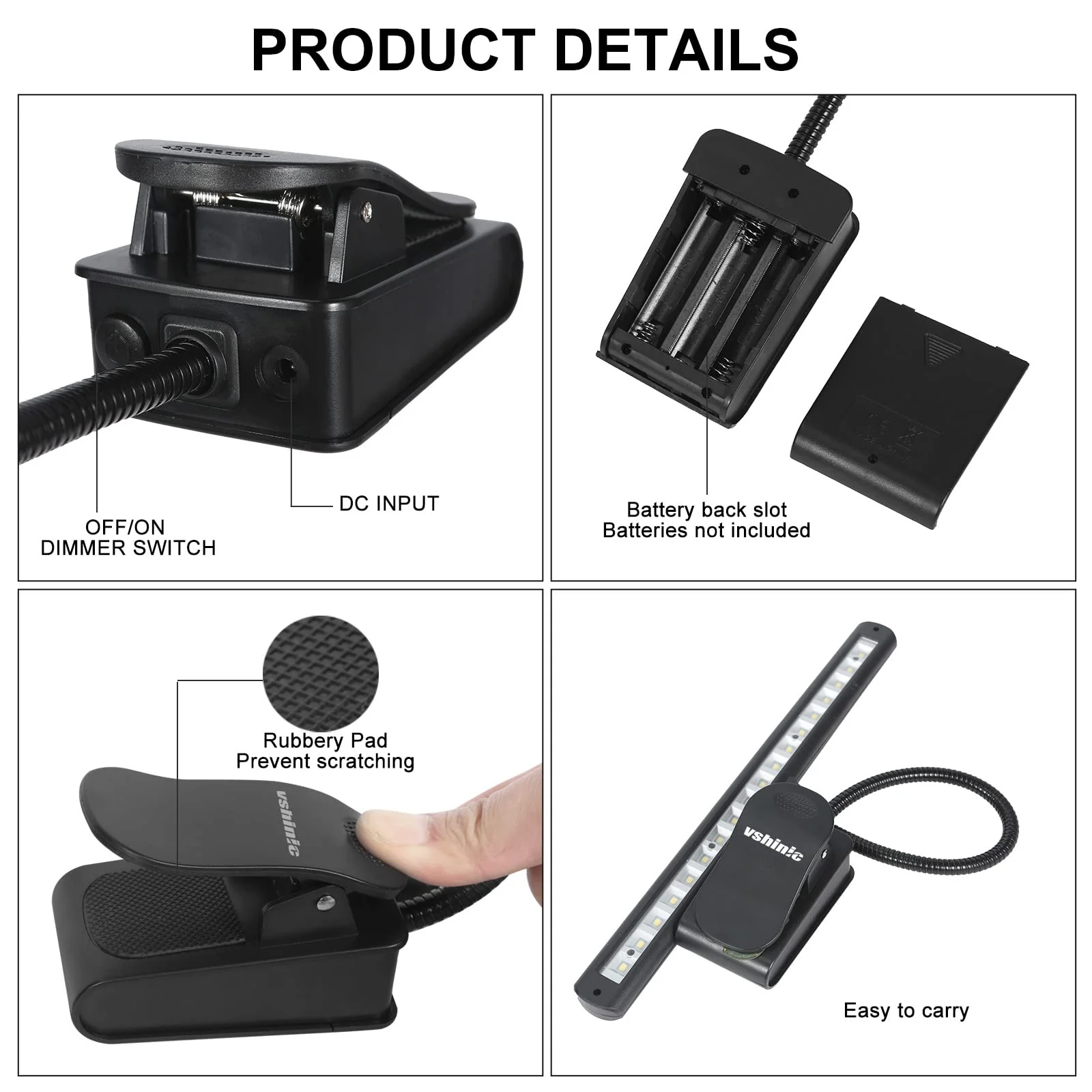 Music Stand Light,Clip On Piano Lights 18 LED Orchestra Light Clip On Reading Light,Fully Adjustable No Flicker for Piano,Book Reading, DJ, Craft Work (Powered by AC Adapter AAABatteries) - Image 6